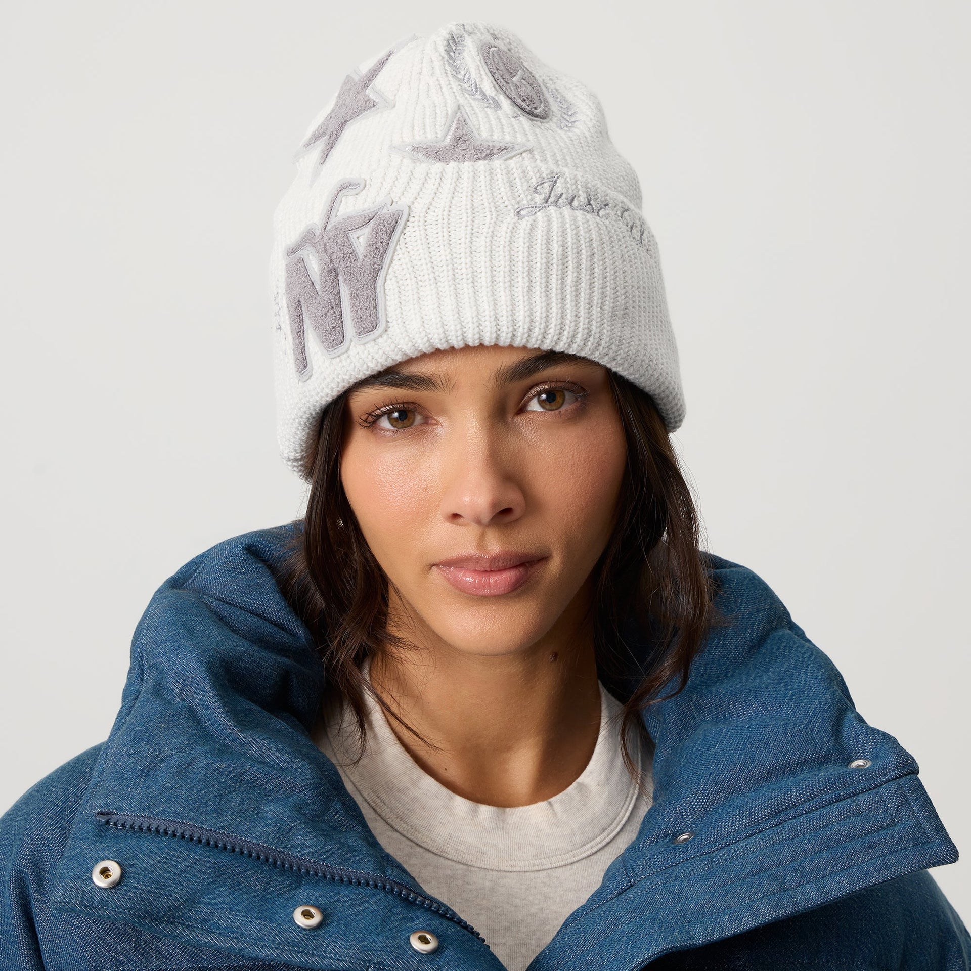 Kith Women Mia Beanie With Patches - Light Heather Grey