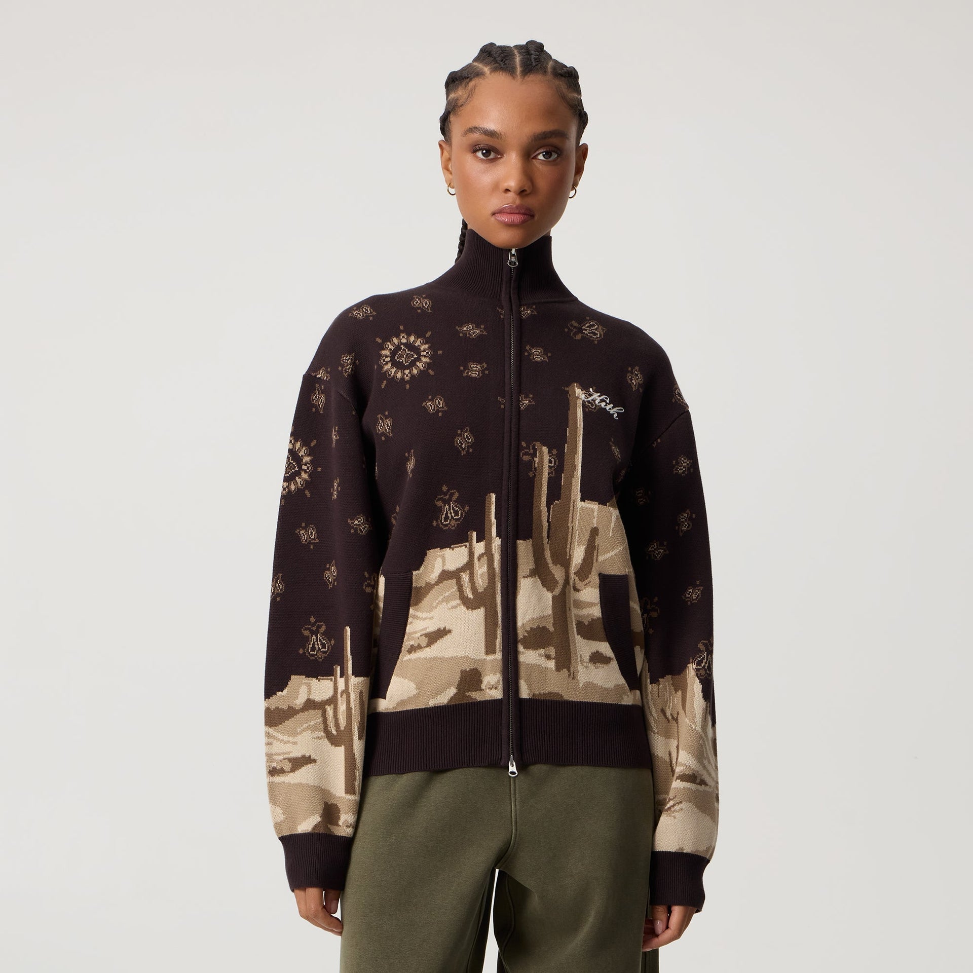 Kith Women Oversized Wyler Desert Full Zip Sweater - Incognito