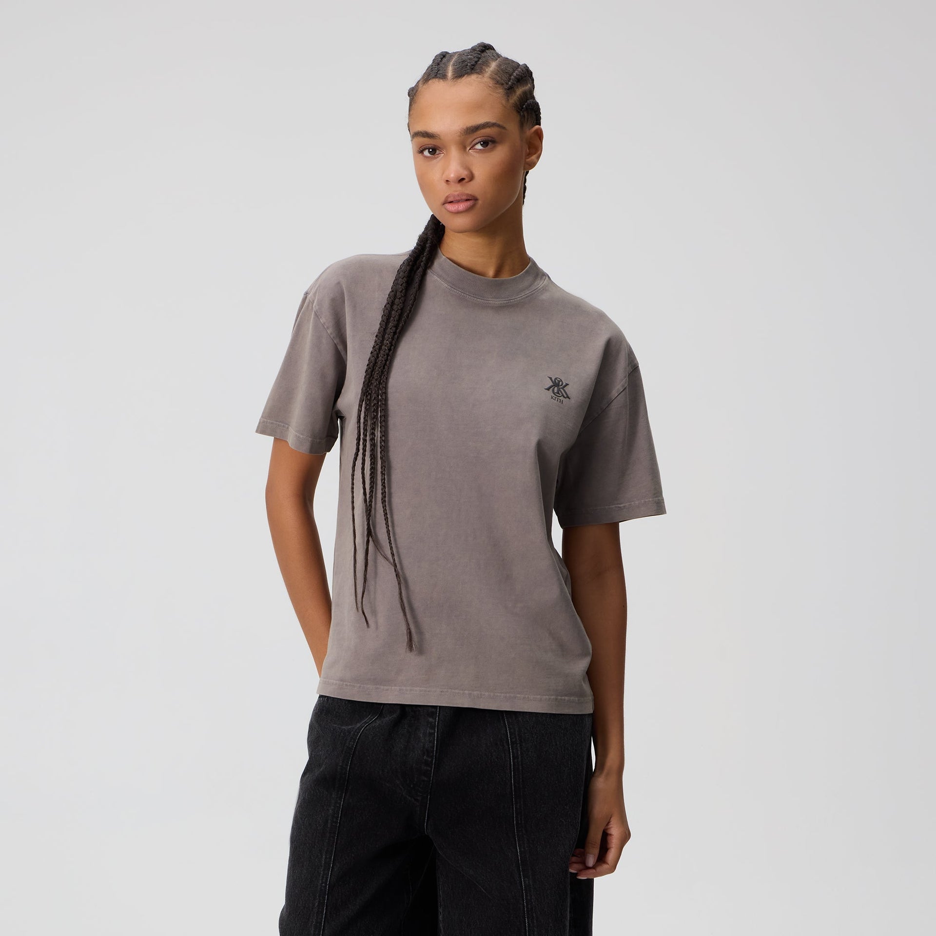 Kith Women Mockneck Vintage Sueded Tee - Thunder