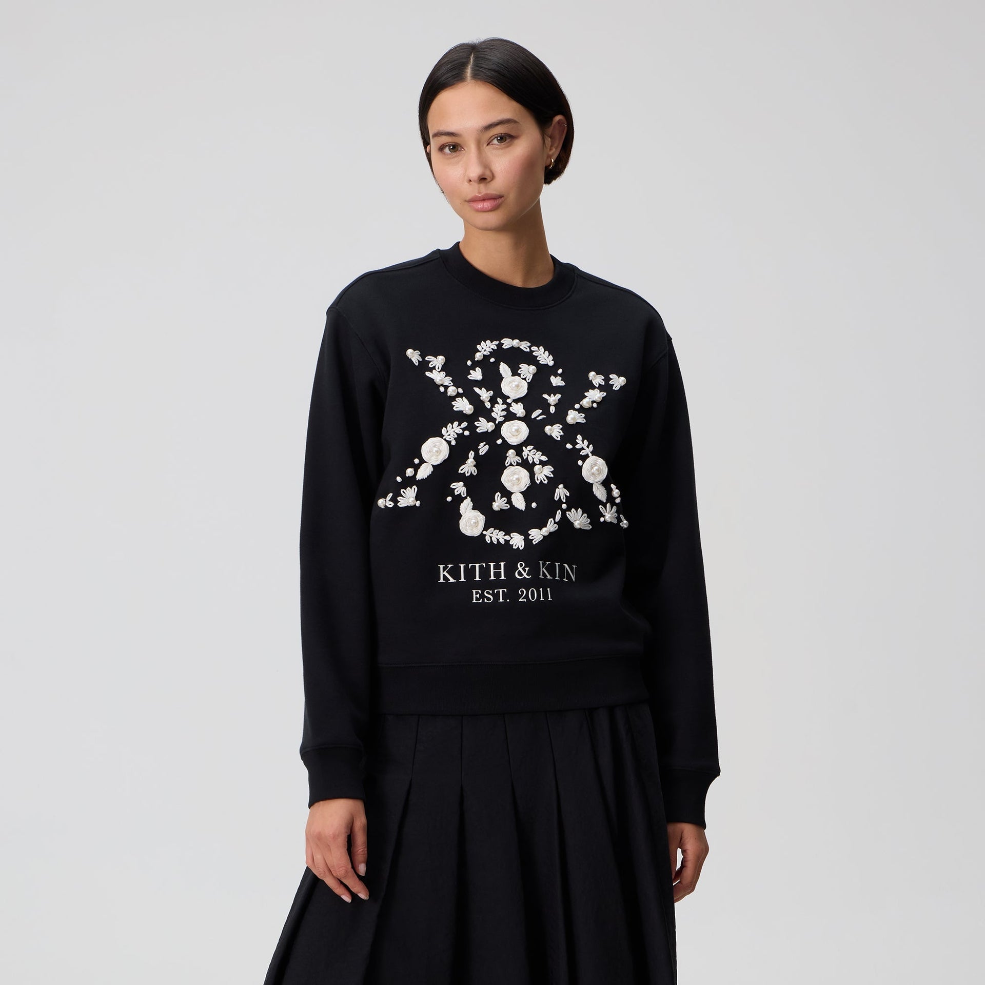 Kith Women Ashwin Pearl Crest Crewneck - Black
