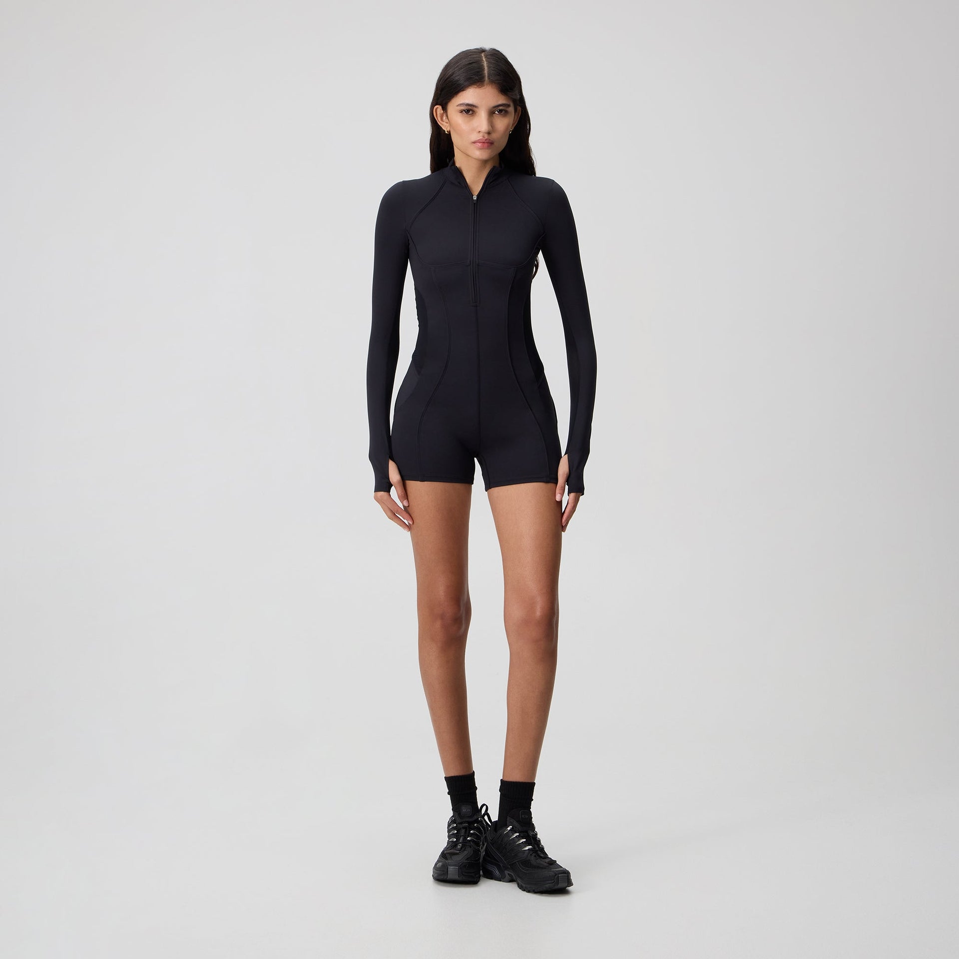 Kith Women Hani Active Long Sleeve Romper - Black