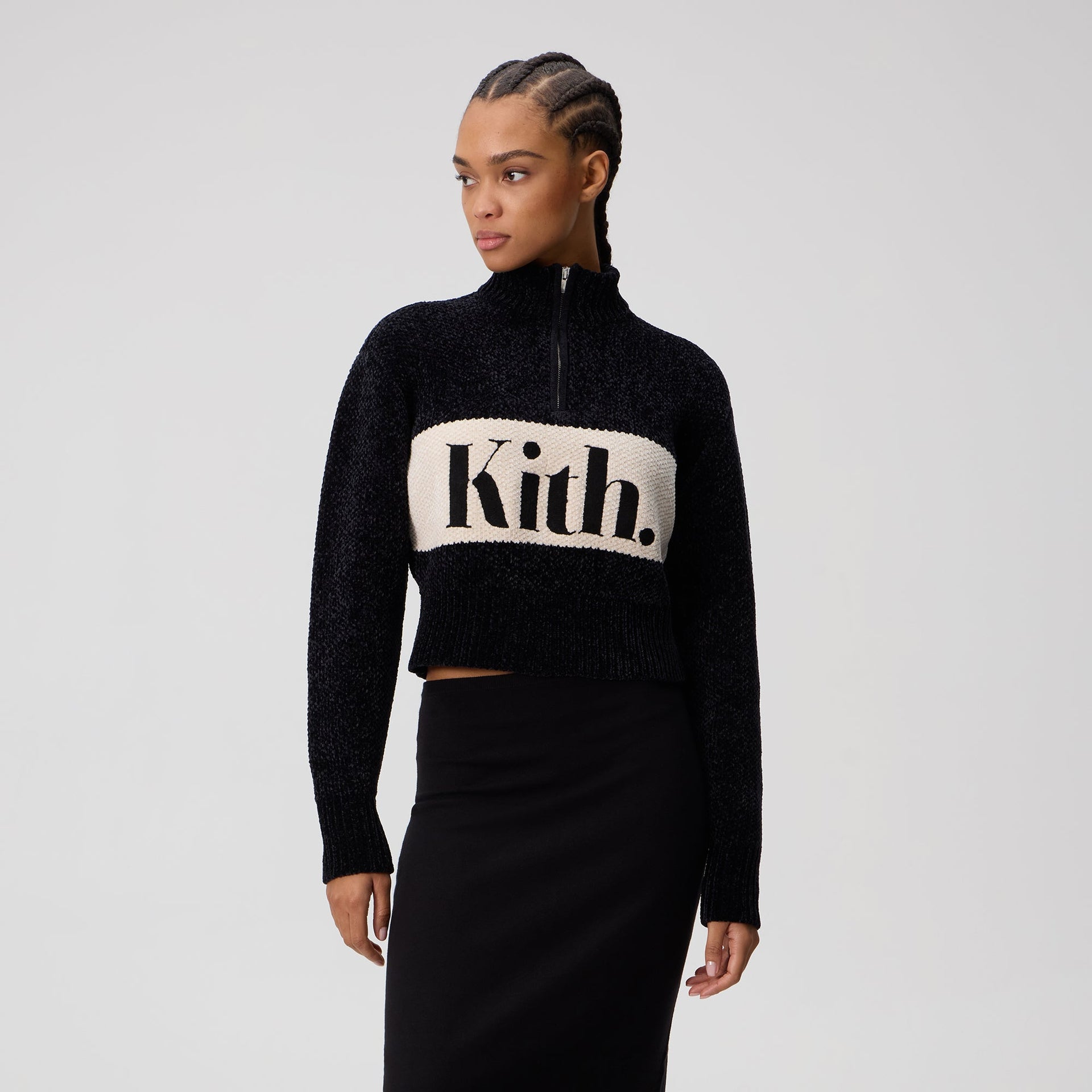 Kith Women Hunter II Chenille Punctuated Quarter Zip - Black