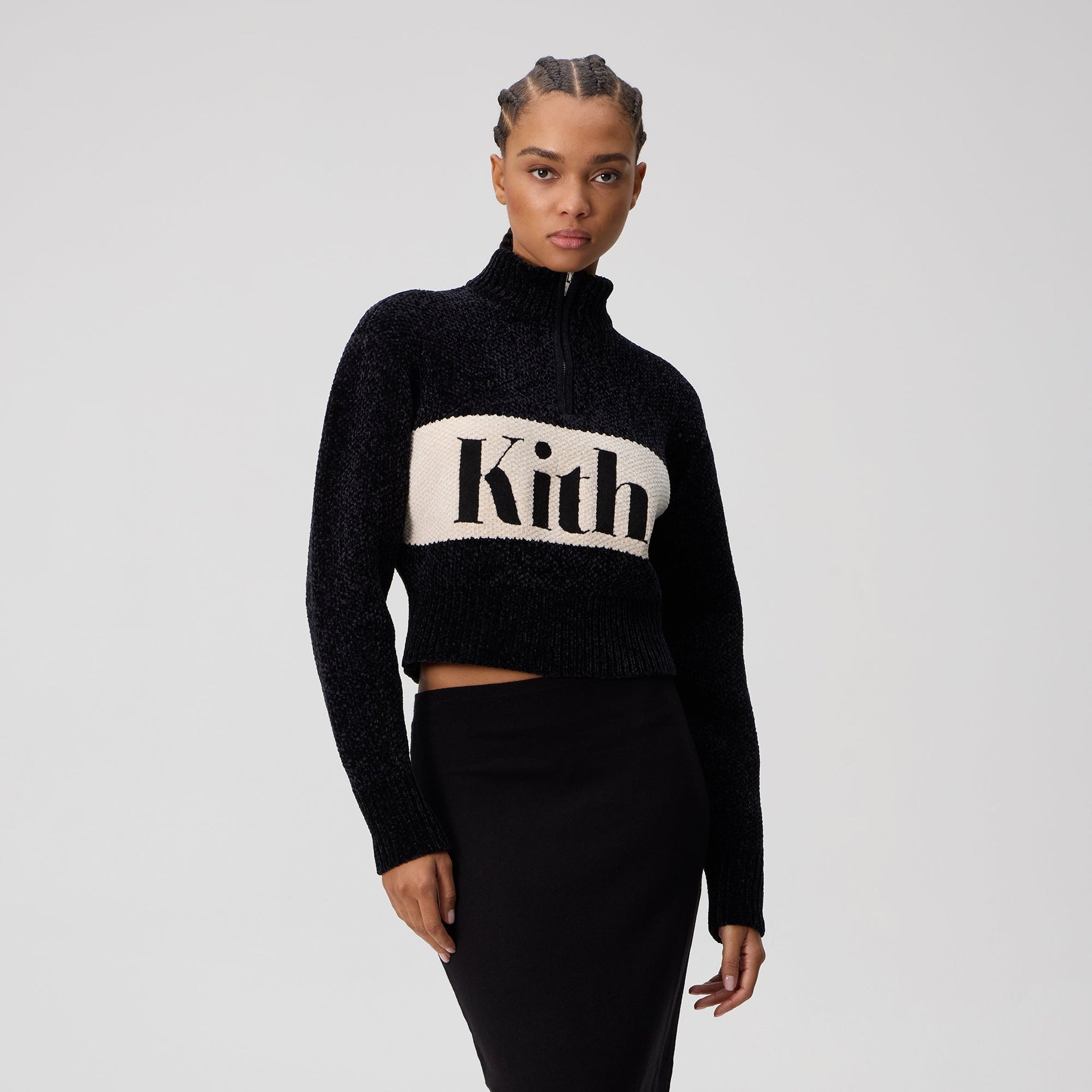 Kith Women Hunter II Chenille Punctuated Quarter Zip - Black