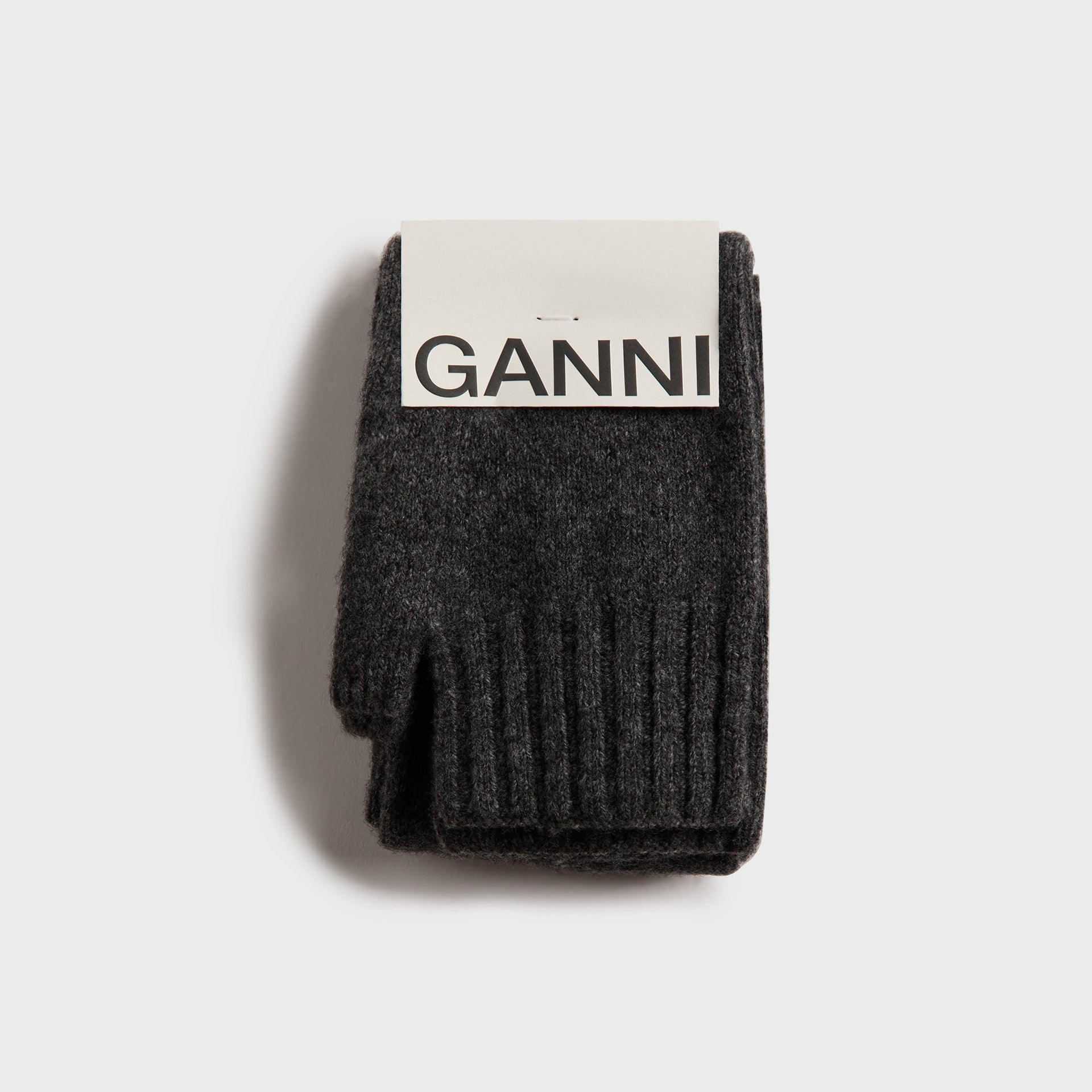 Ganni Wool Yak Mix Fingerless Gloves - Egret