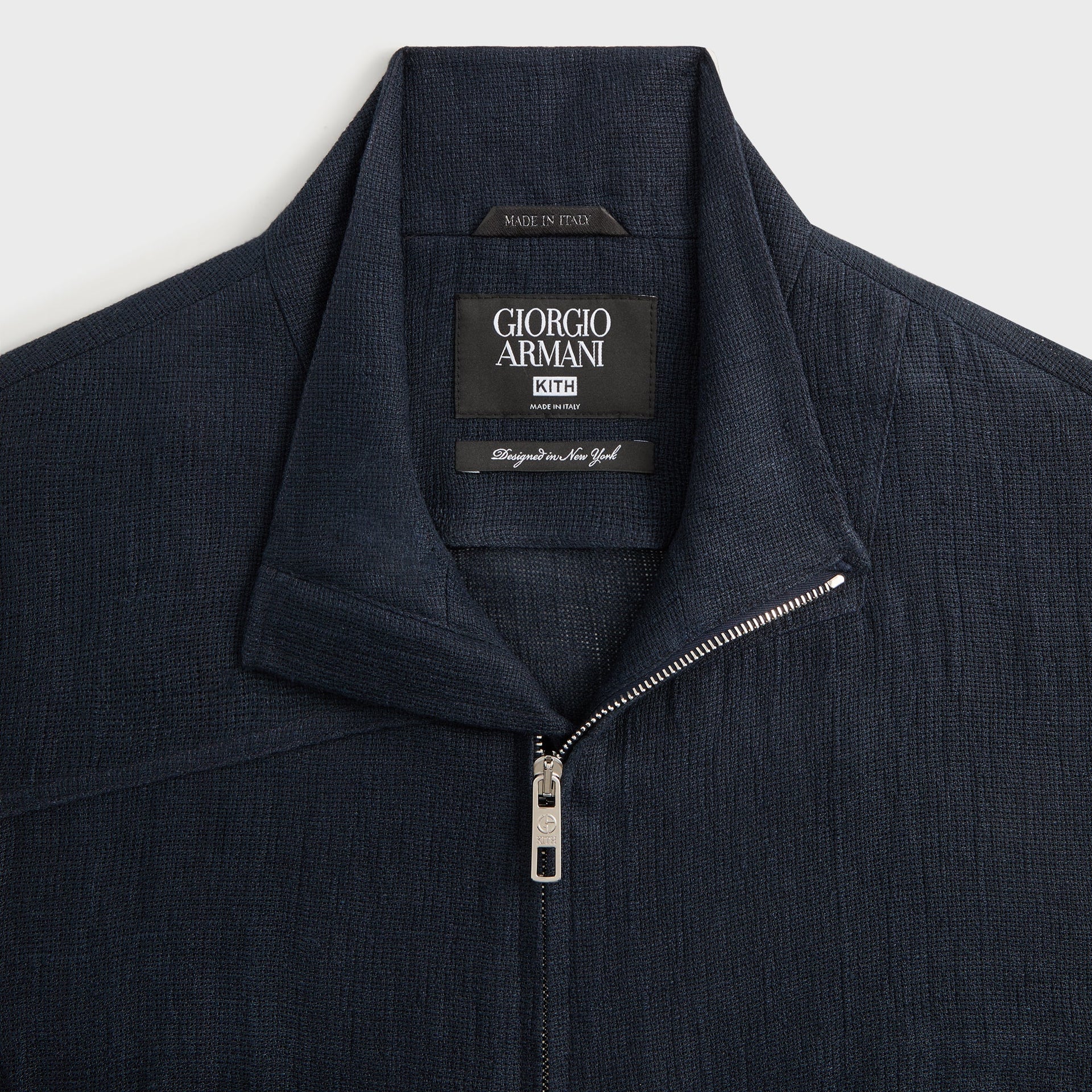 Giorgio Armani & Kith Open Weave Colton Zip-Up Shirt - Nocturnal