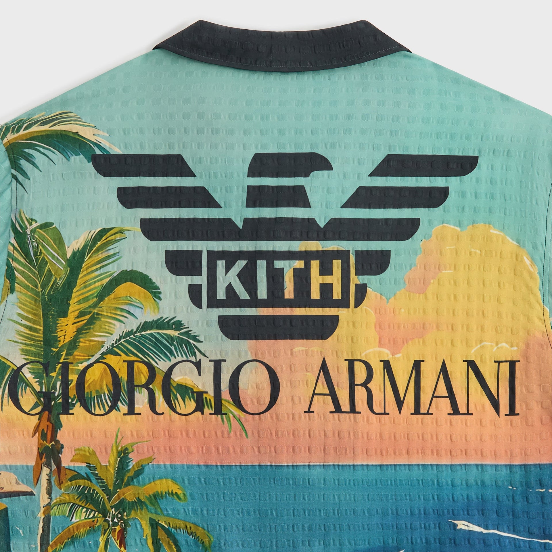 Giorgio Armani & Kith Ornamental Print Long Sleeve Thompson Camp Collar Shirt - Multi