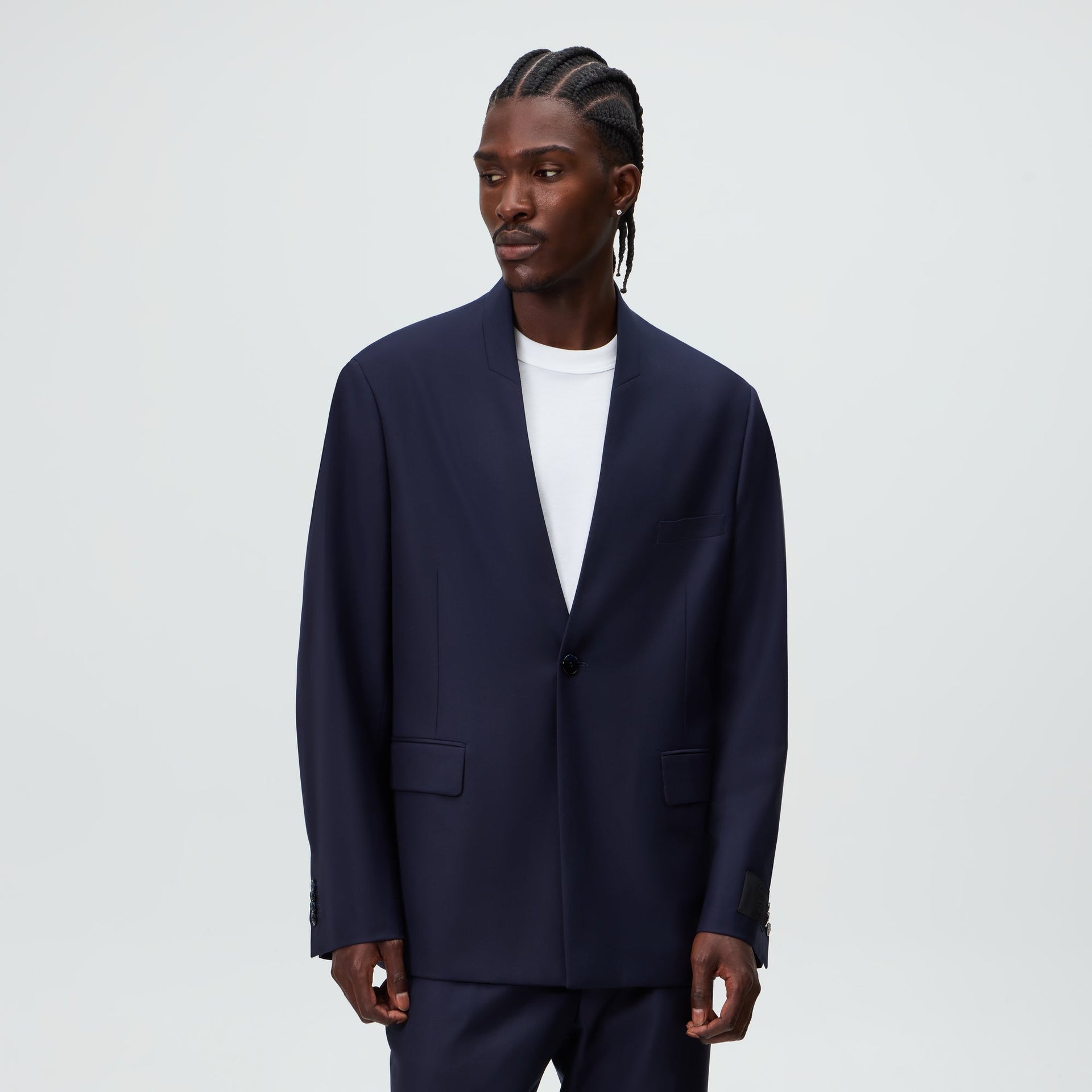 Giorgio Armani & Kith &Kin Cropped Collarless Jacket - Blue / Navy - PH