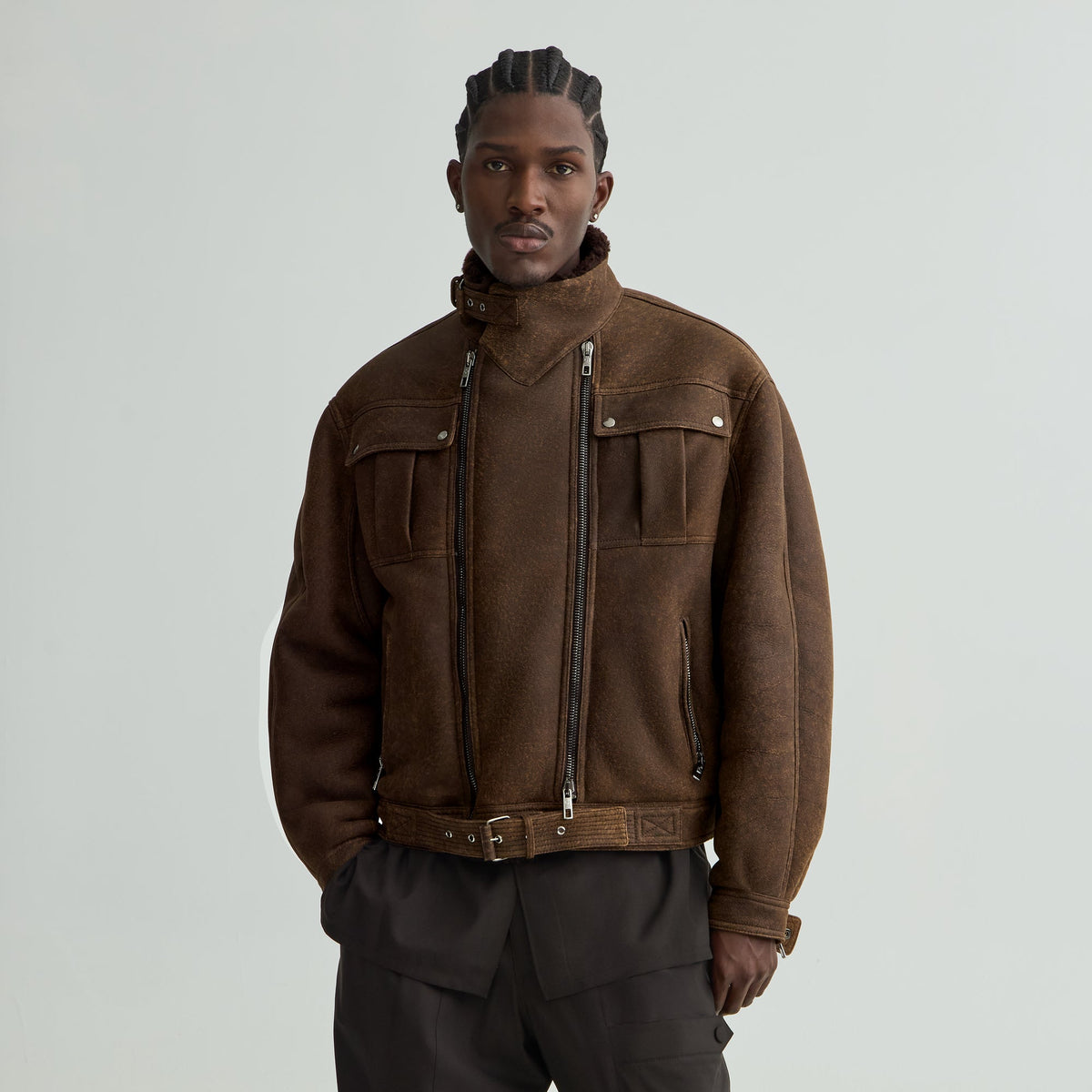 Giorgio Armani & Kith Shearling Belted Jacket - Demitasse