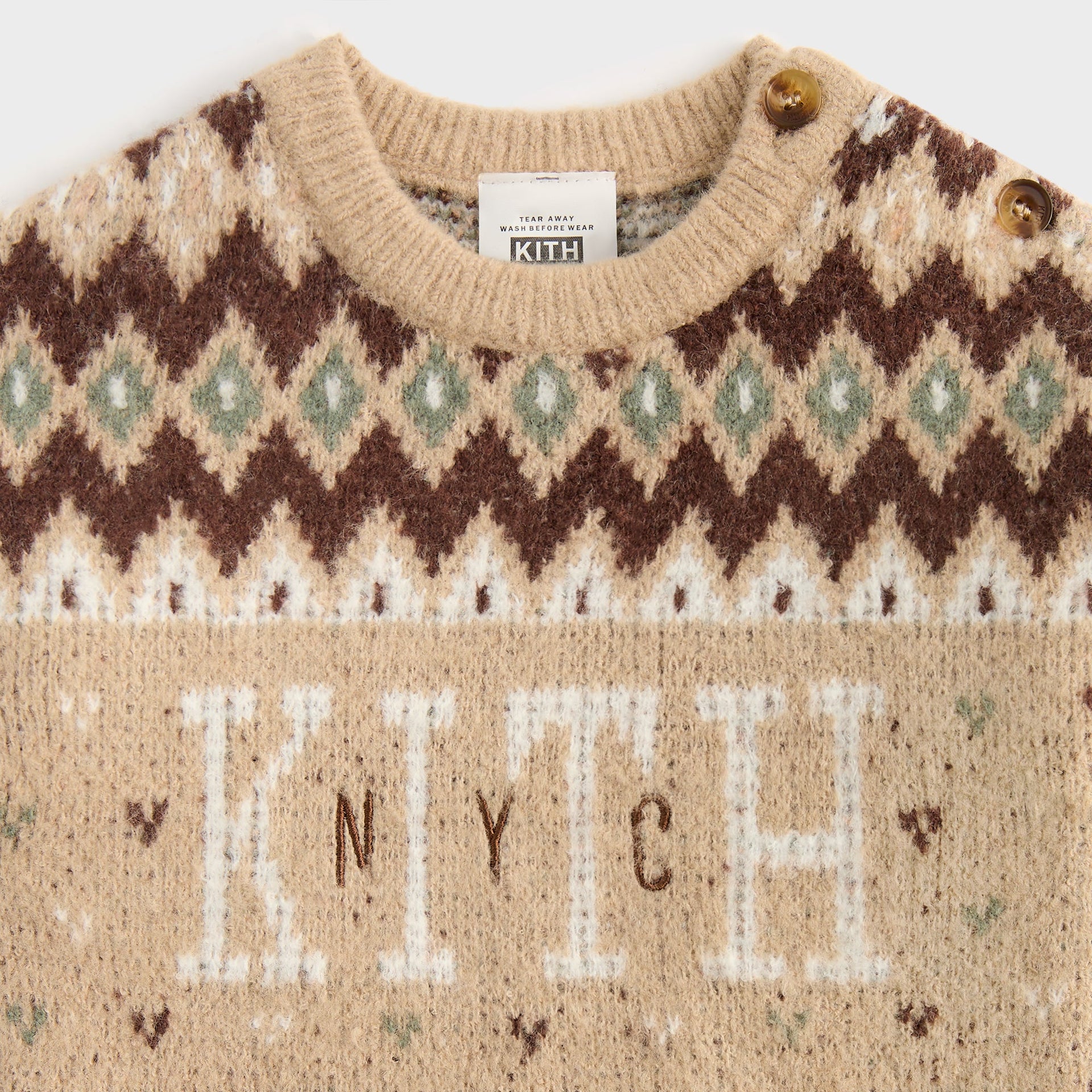 Kith Baby Novelty Fair Isle Sweater Coverall Set - Mocha Heather