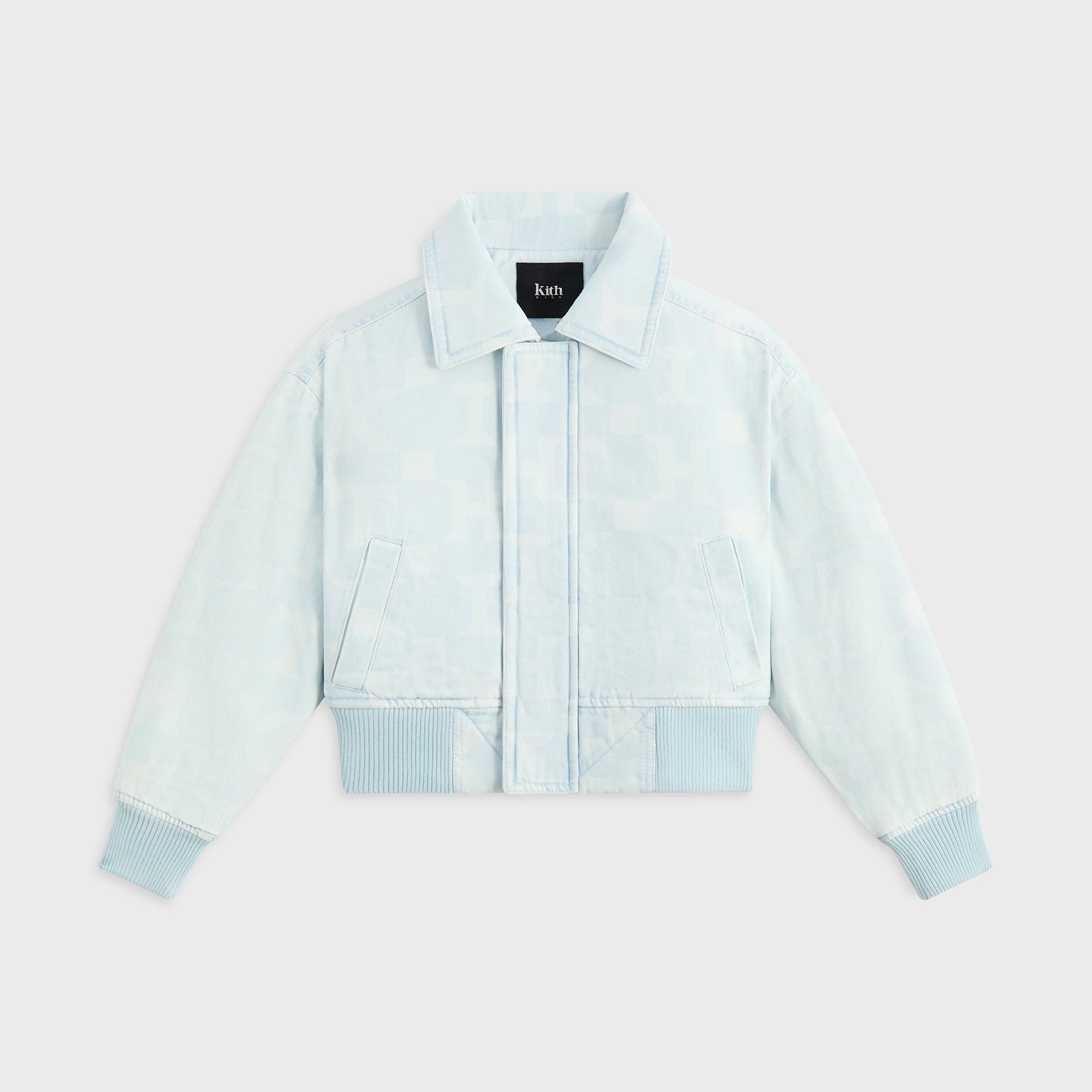 Kith Kids Monogram Denim Bomber Jacket - Opal Light Wash