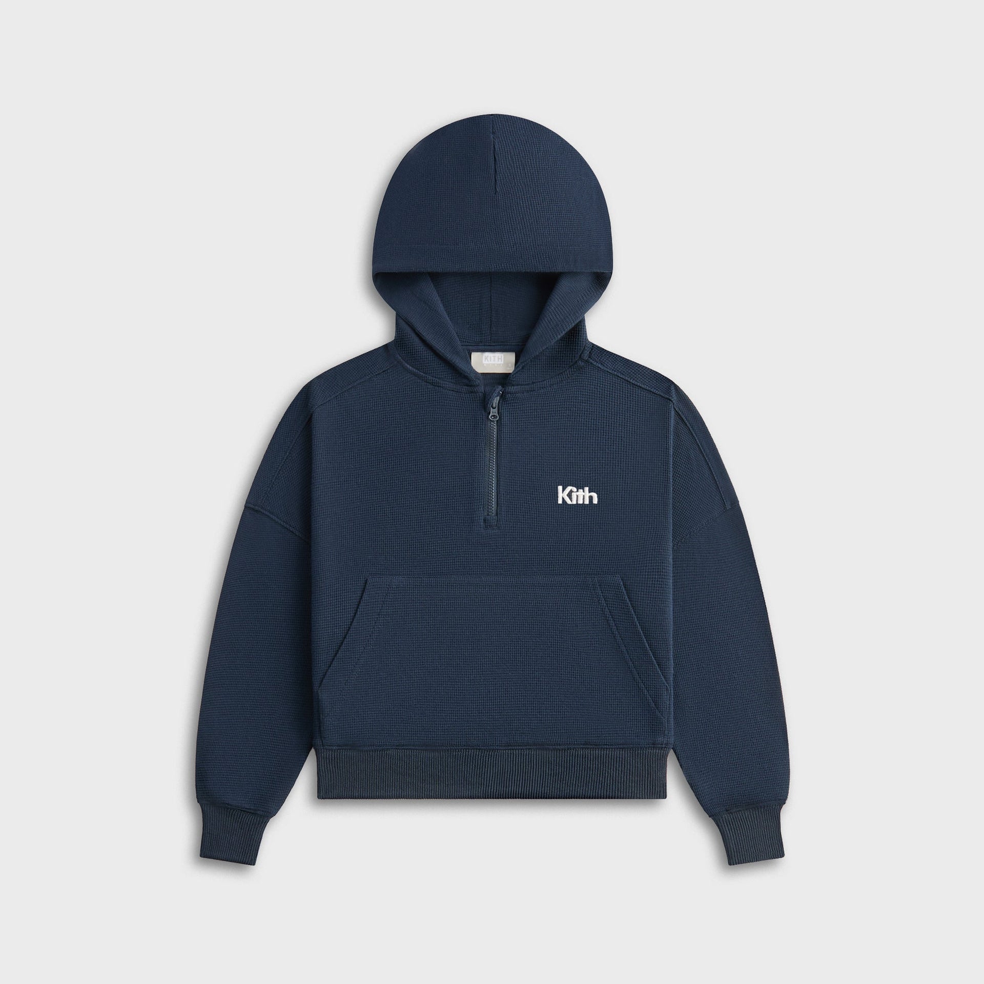 Kith Kids Waffle Nelson Quarter Zip Hoodie - Nocturnal