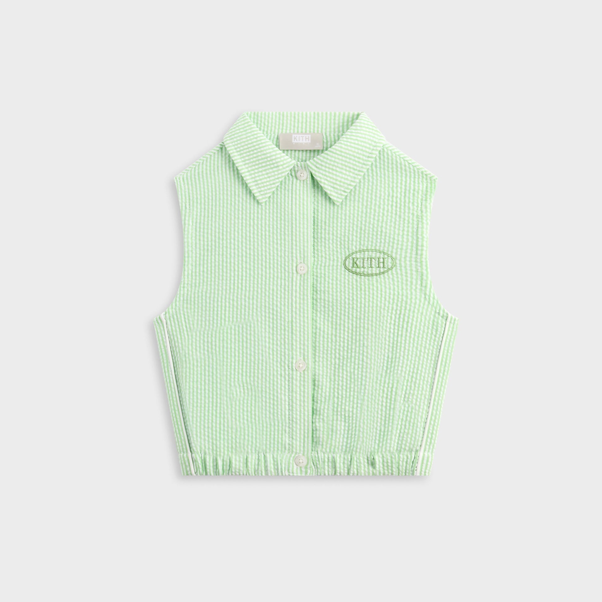 Kith Kids Seersucker Cropped Button Front Tank - Honeydew