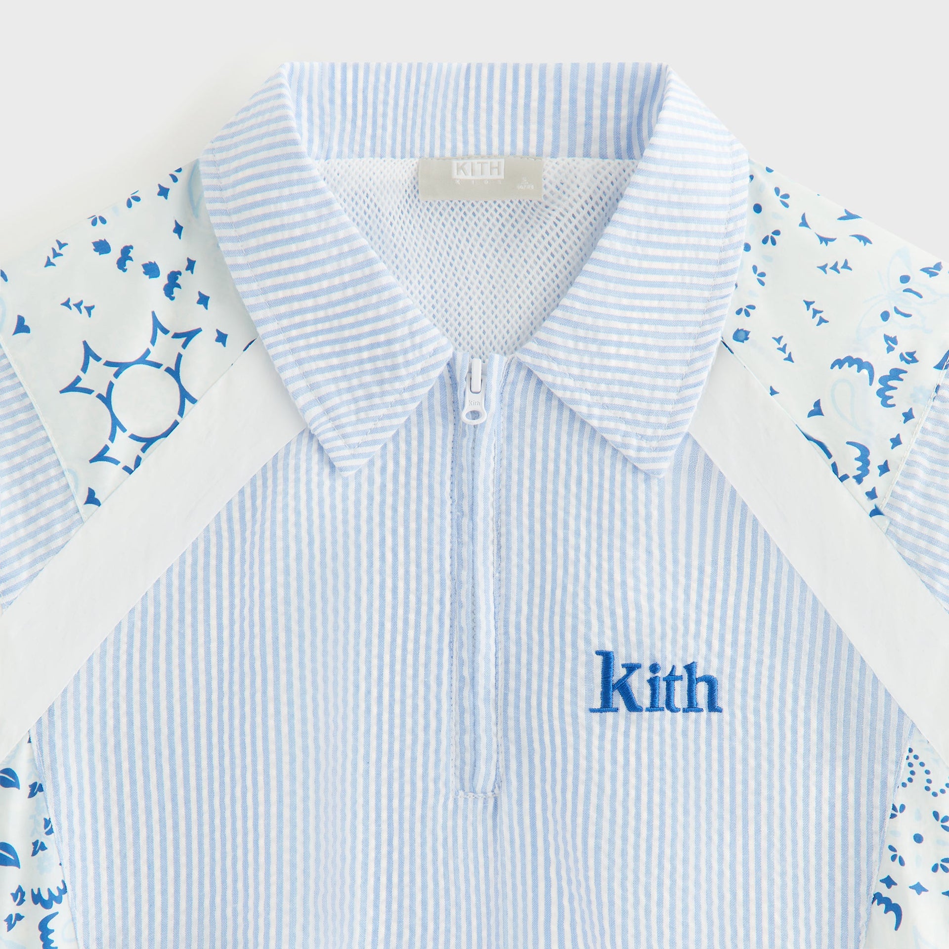 Kith Kids Patchwork Linden Quarter Zip Polo - Larimar