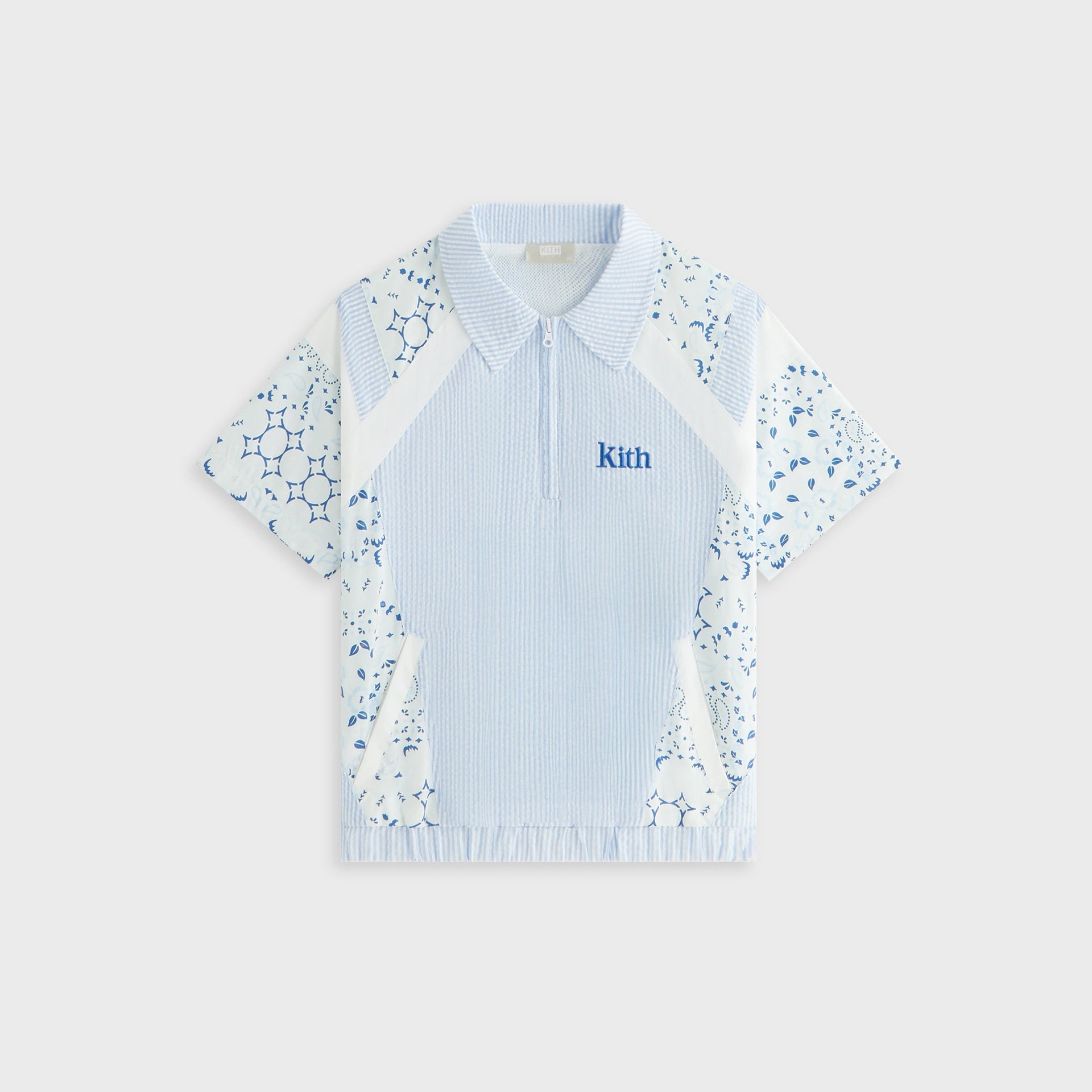 Kith Kids Patchwork Linden Quarter Zip Polo - Larimar
