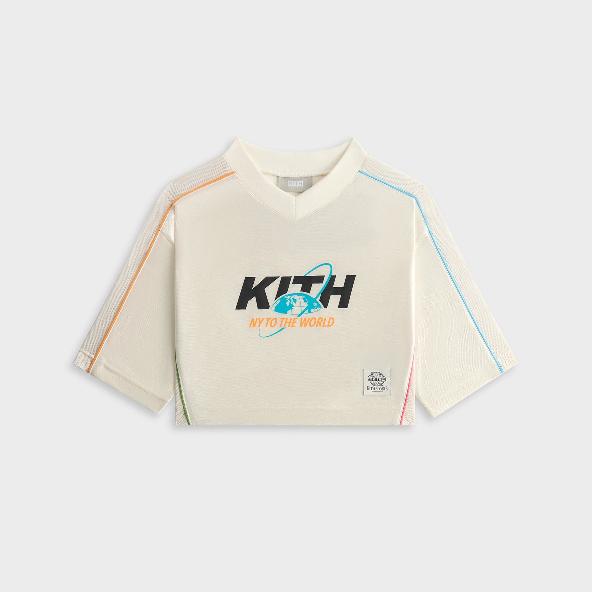 Kith Kids NY to the World Unisphere Faille Crop Jersey - Sandrift