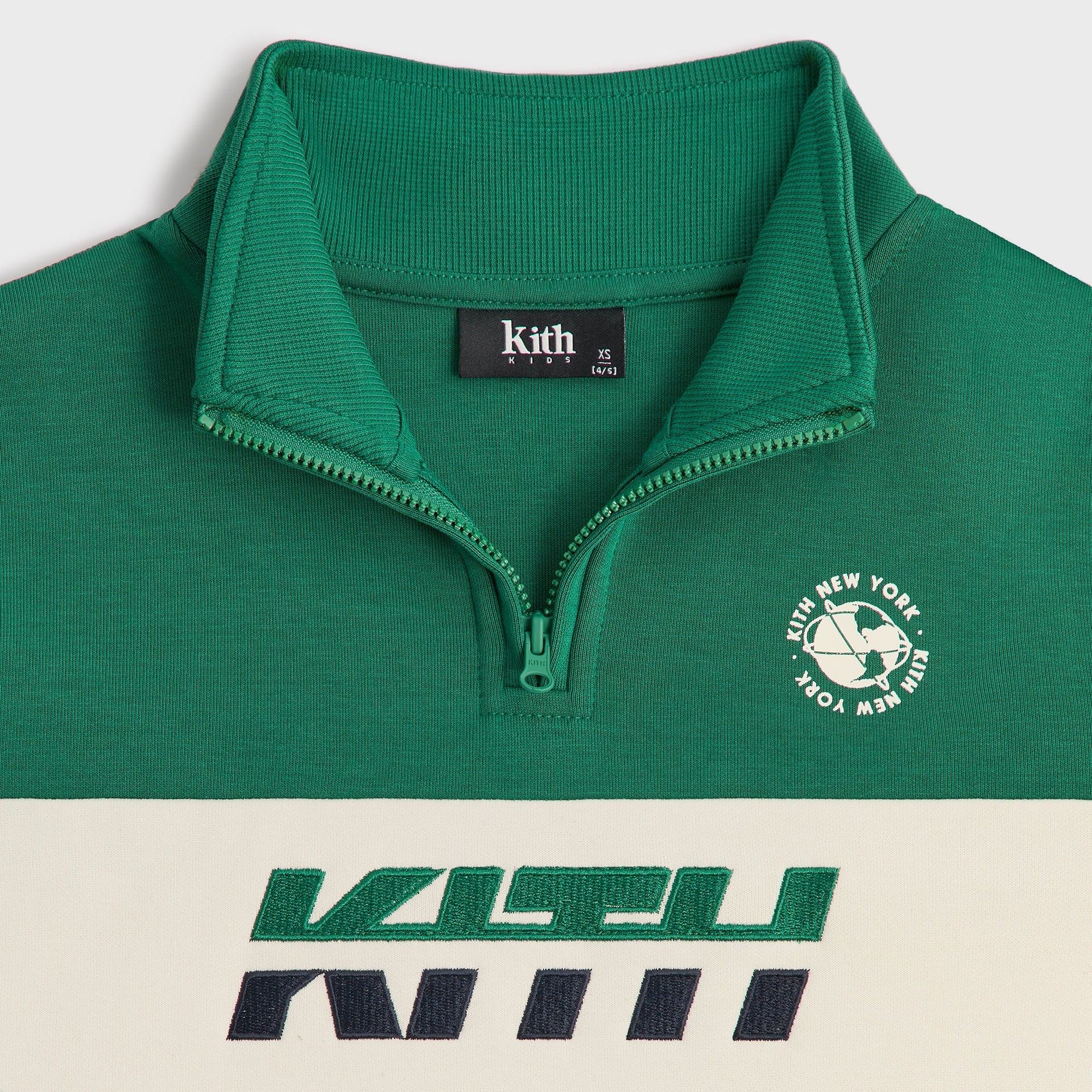 Kith Kids Logo Blocked Hunter Quarter Zip - Newt