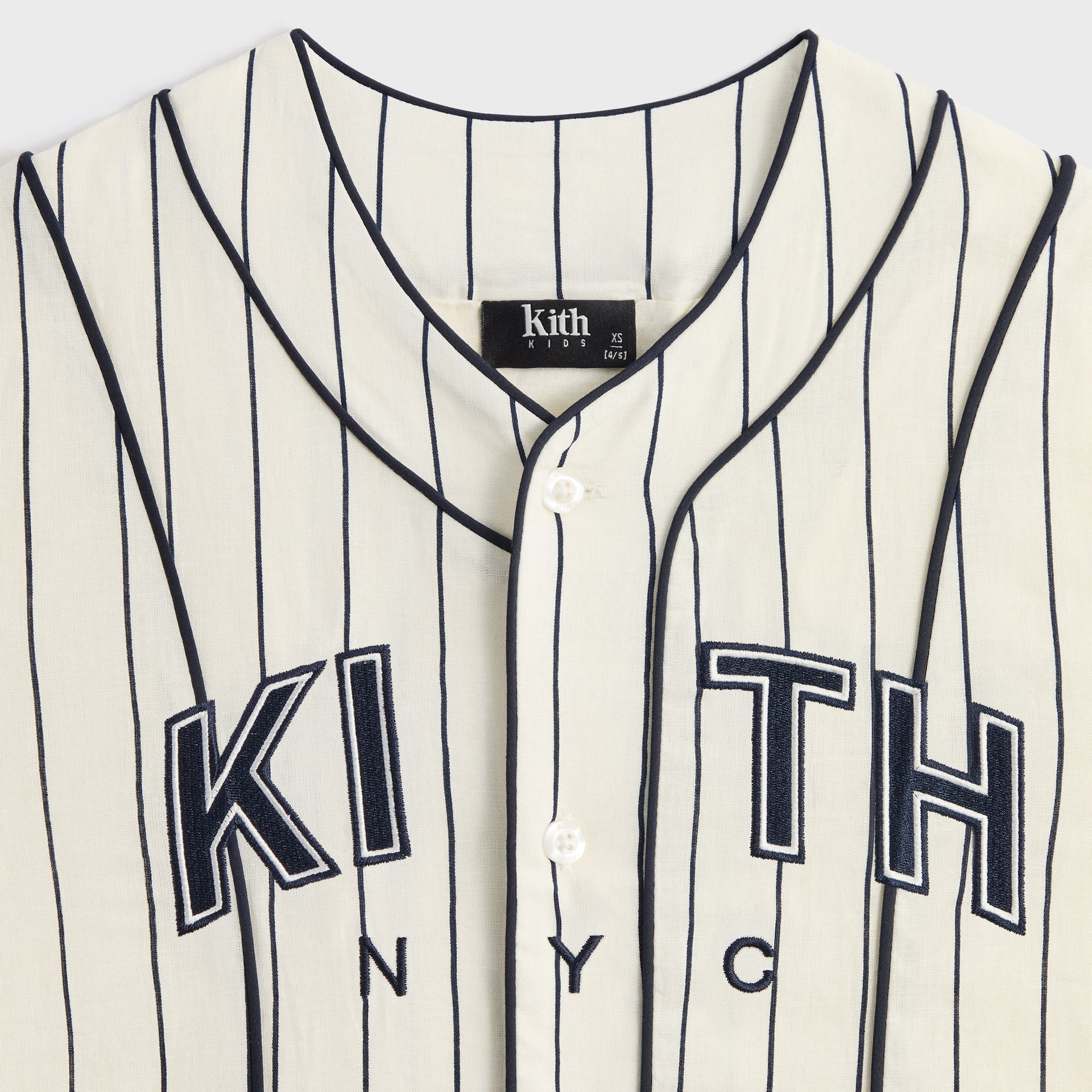 Kith Kids Pinstripe Baseball Shirt - Silk