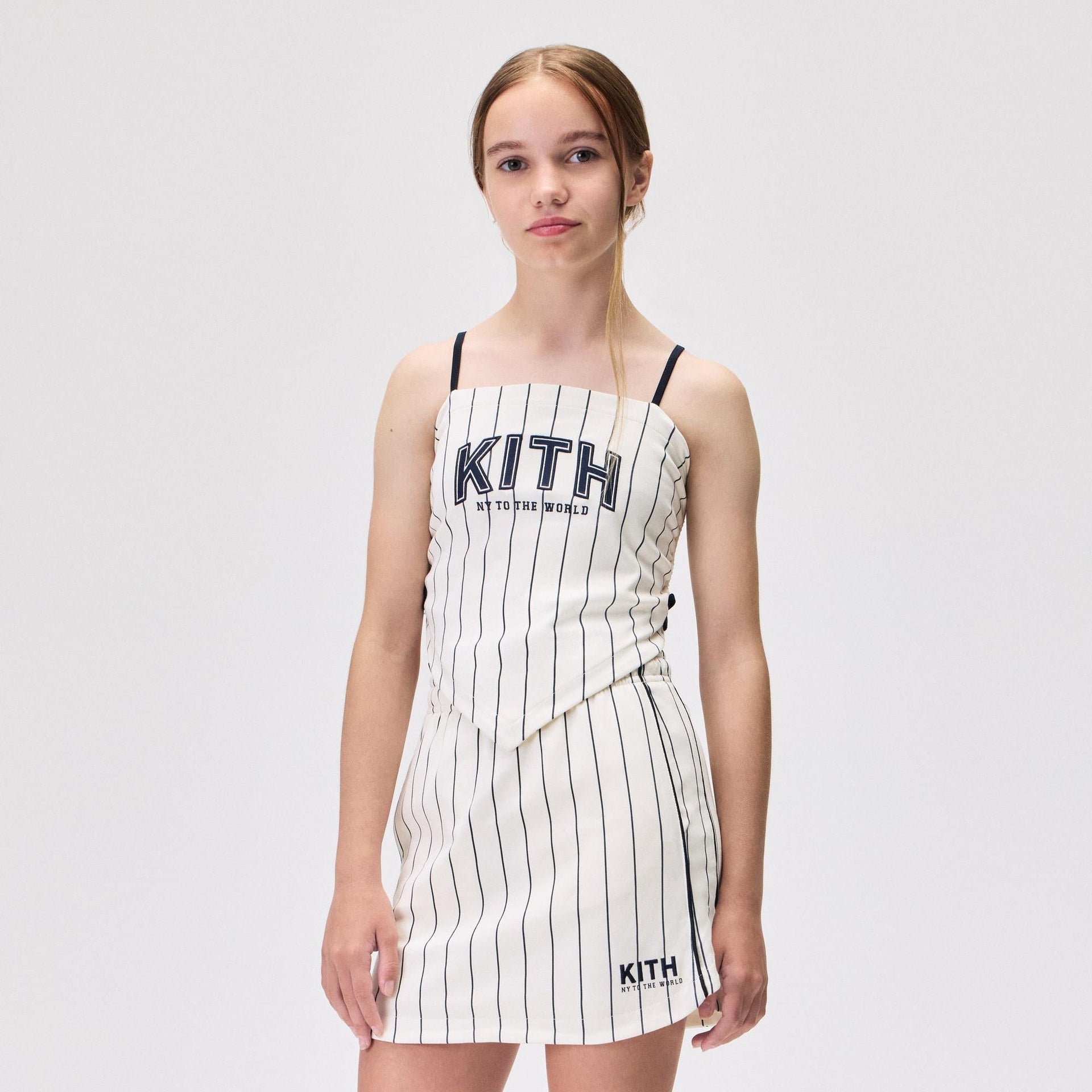 Kith Kids Pinstripe Baseball Ivy Top - Silk - PH
