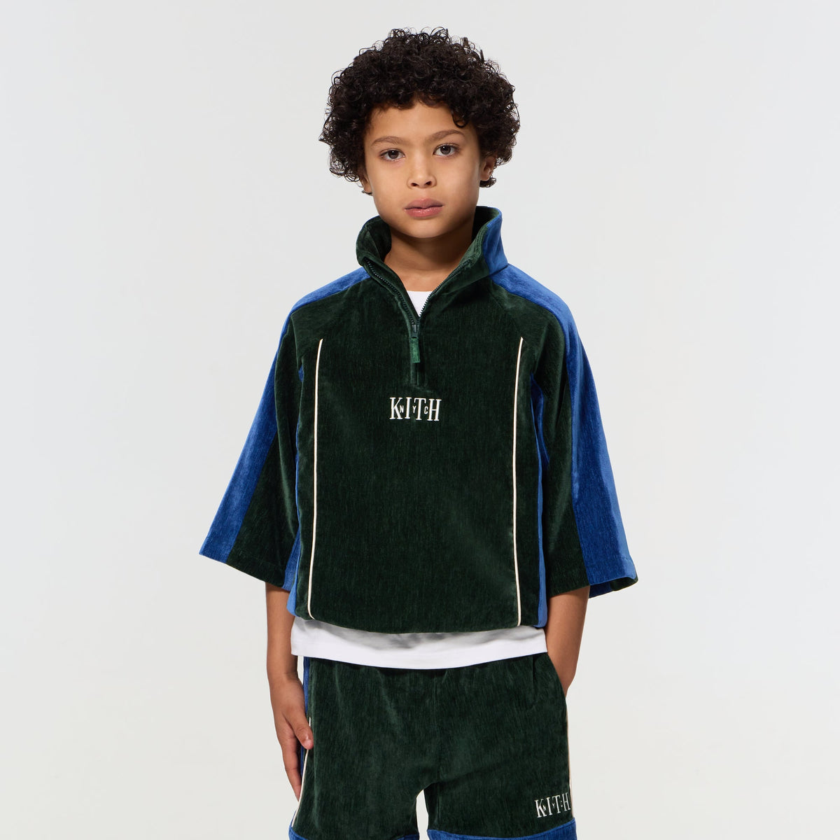 Kith Kids Velour Paneled Linden Quarter Zip - Stadium