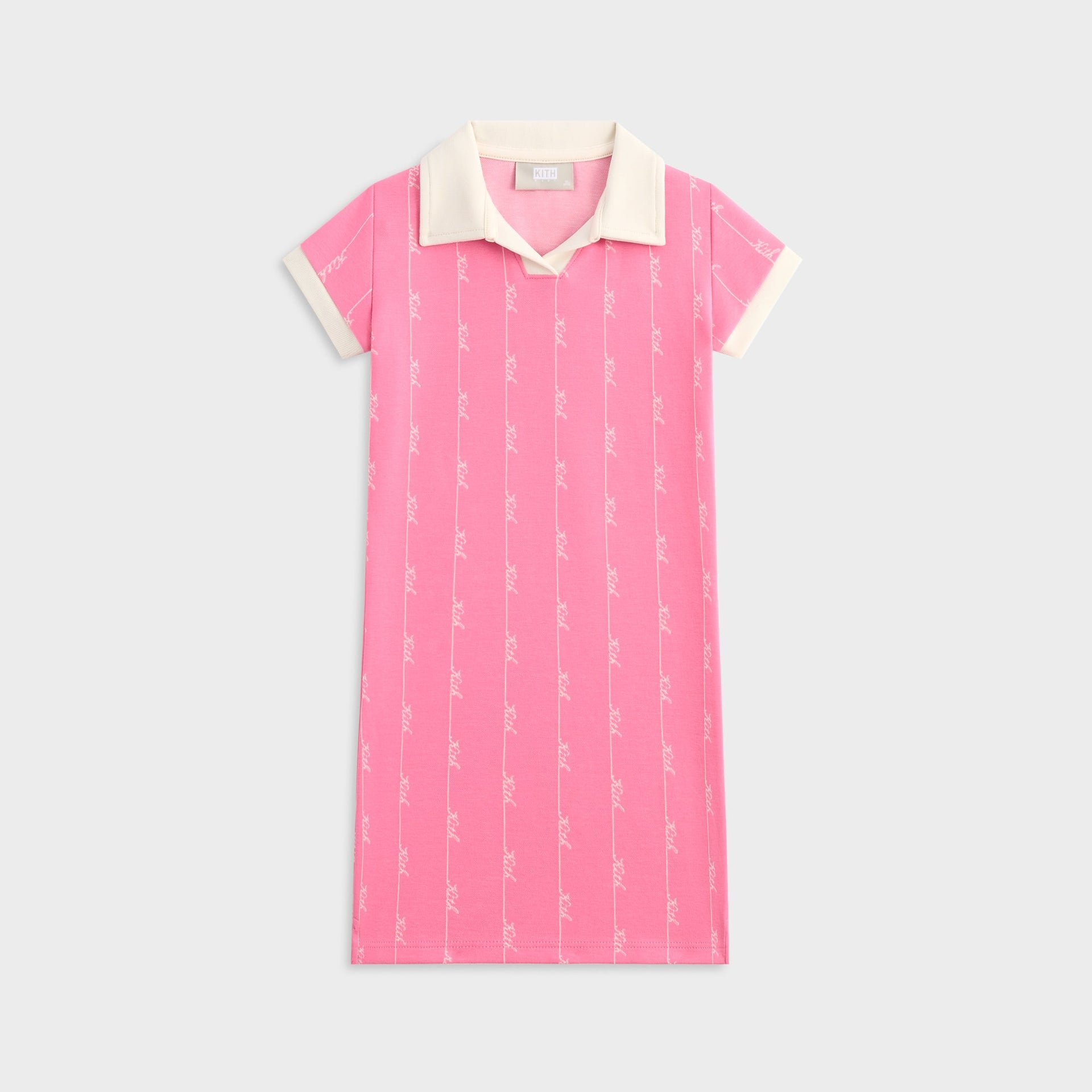 Kith Kids Script Knit Tilden Dress - Peony
