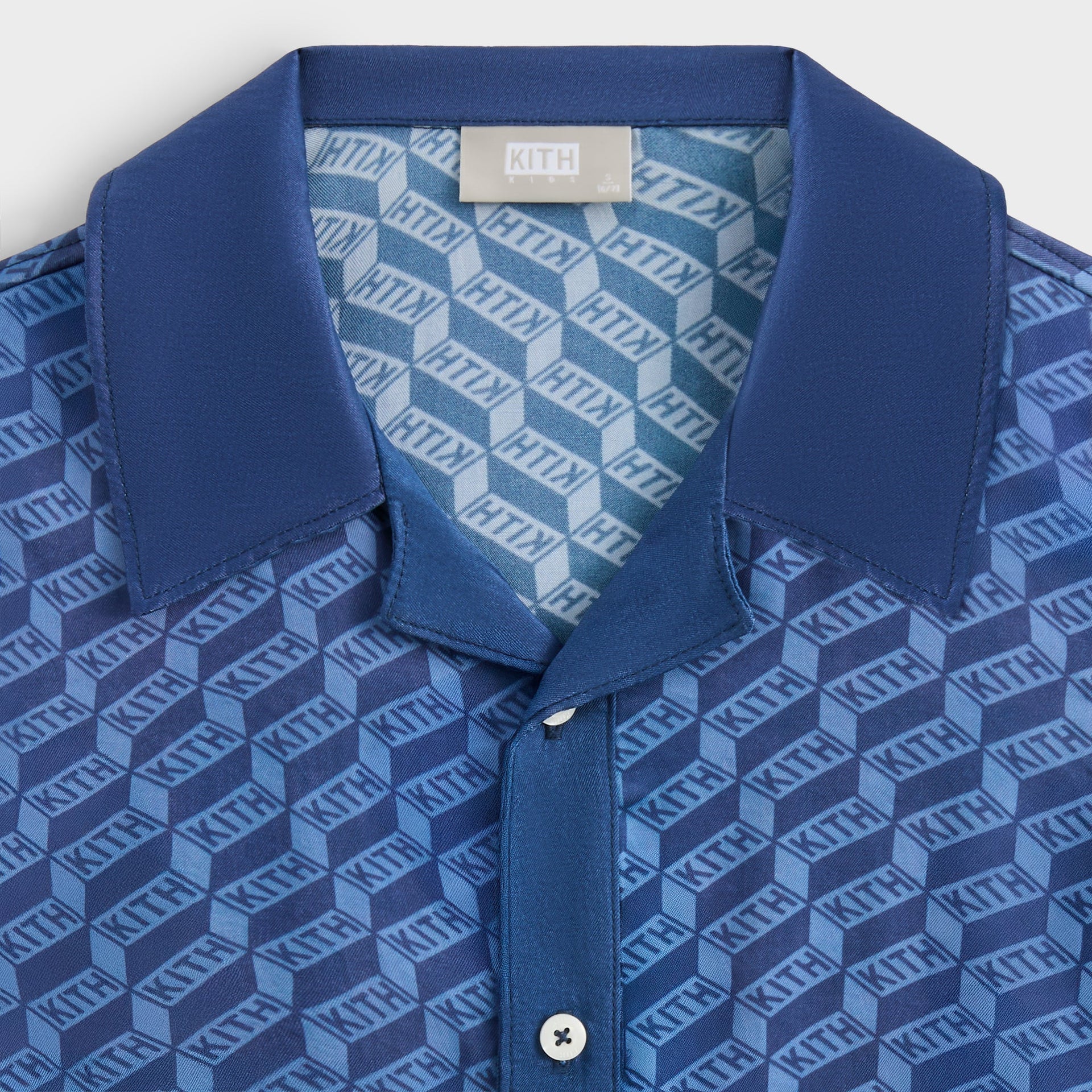 Kith Kids Monogram Camp Shirt Dress - Atlantic