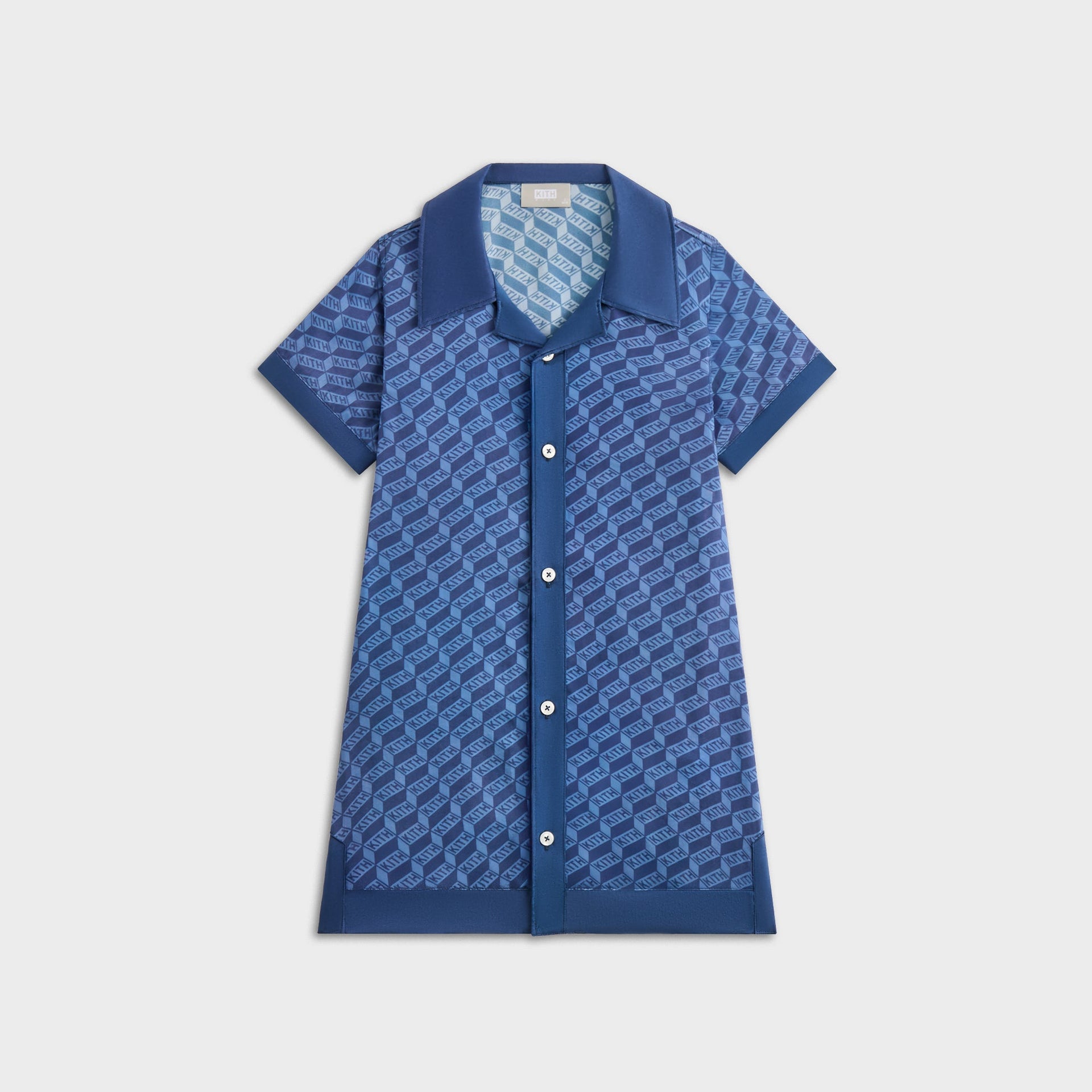 Kith Kids Monogram Camp Shirt Dress - Atlantic