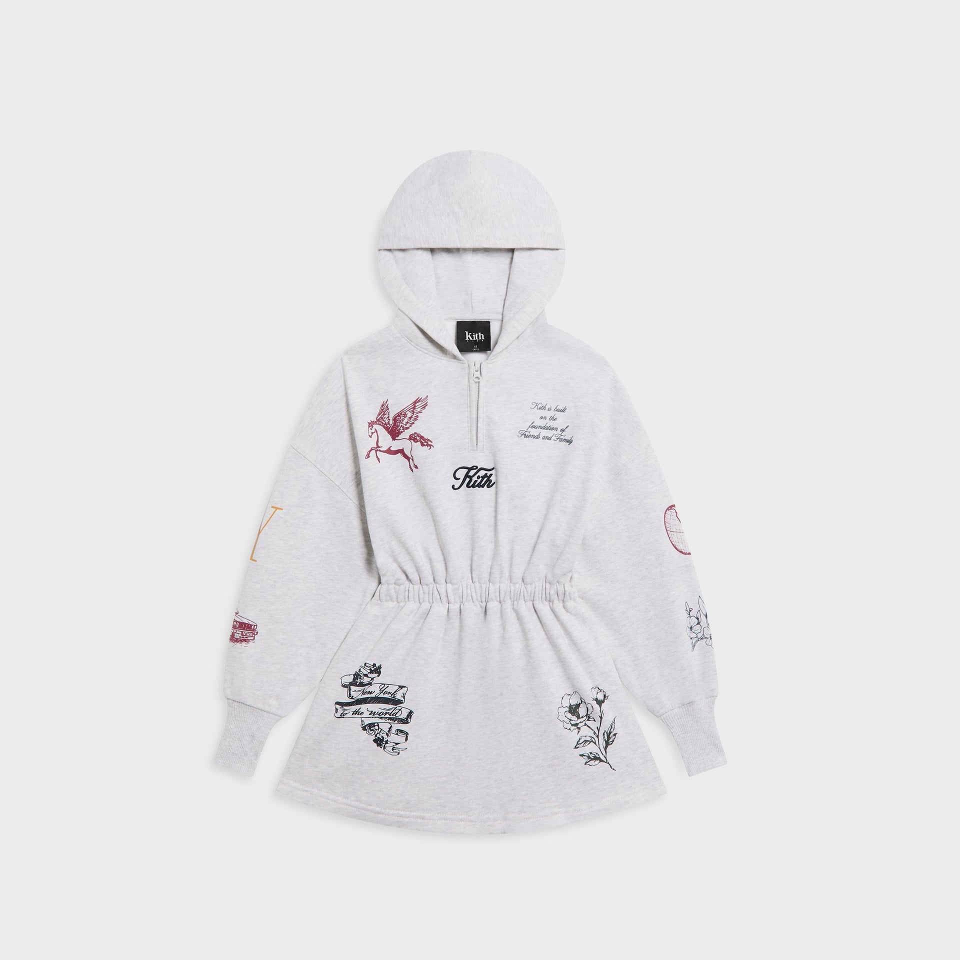 Kith Kids Logo Hoodie Dress - Light Heather Grey - PH