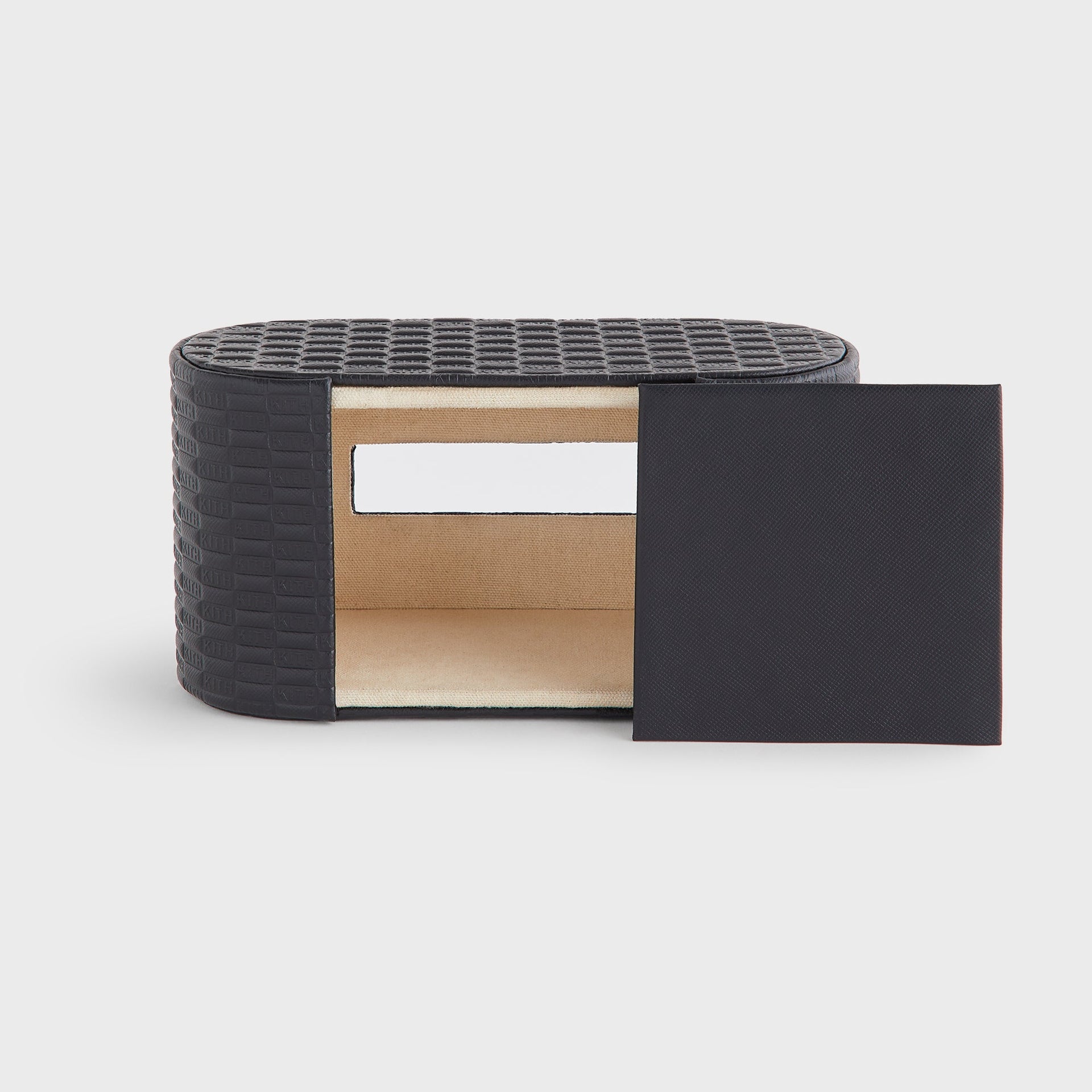 Kithmas Monogram Saffiano Leather Tissue Box - Black