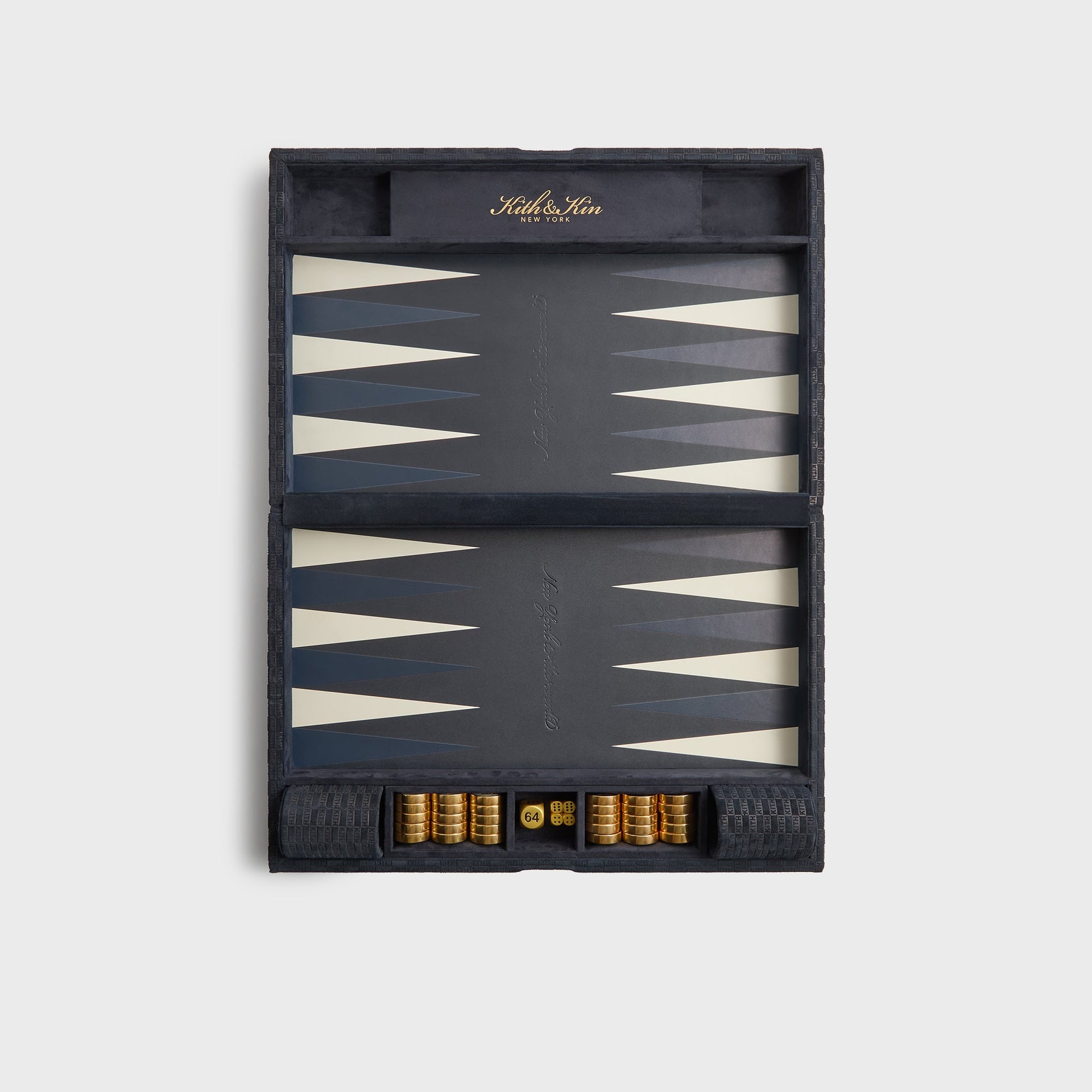 Kithmas Monogram Debossed Suede Backgammon Set - Ink