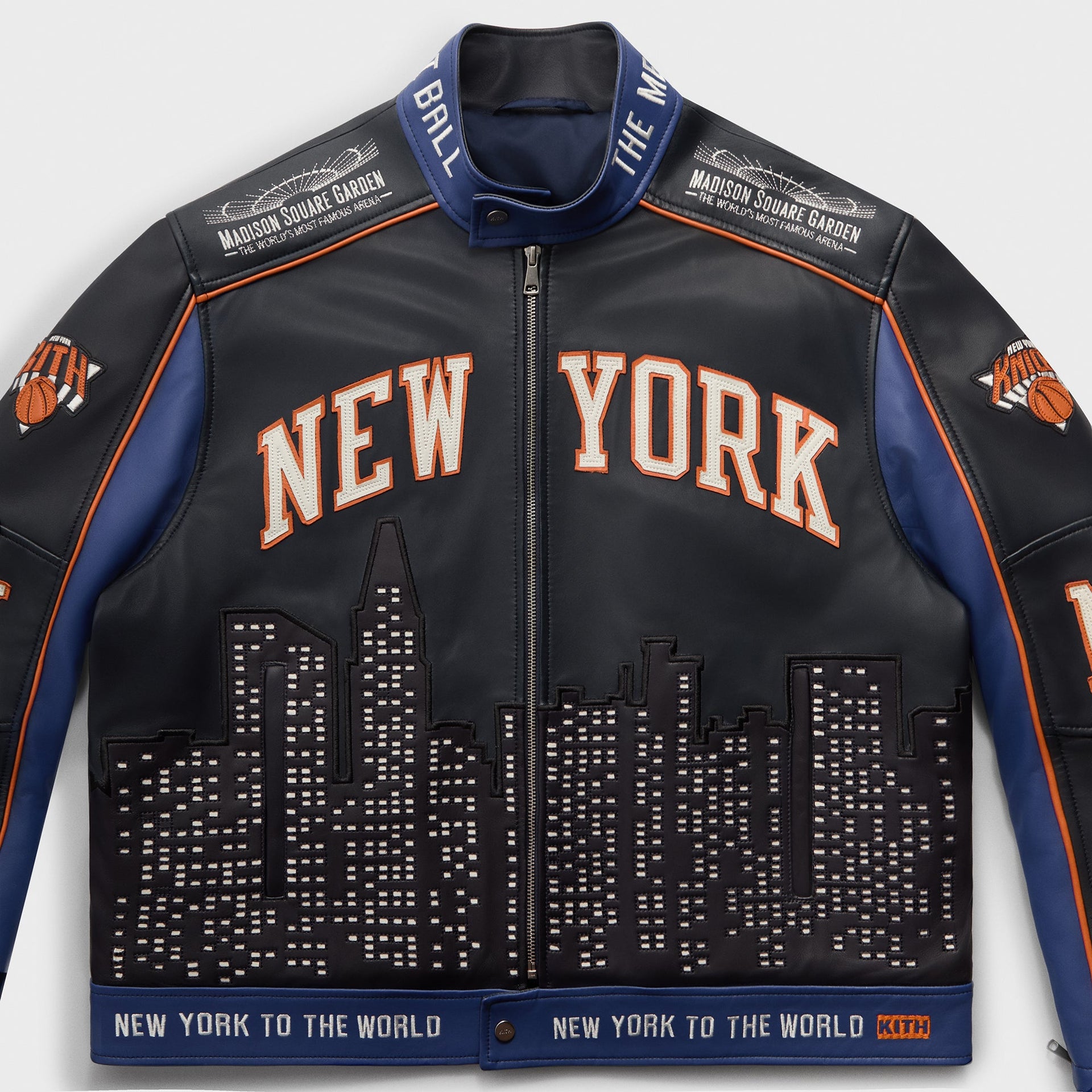 Kith for the New York Knicks Leather Moto Jacket - Nocturnal