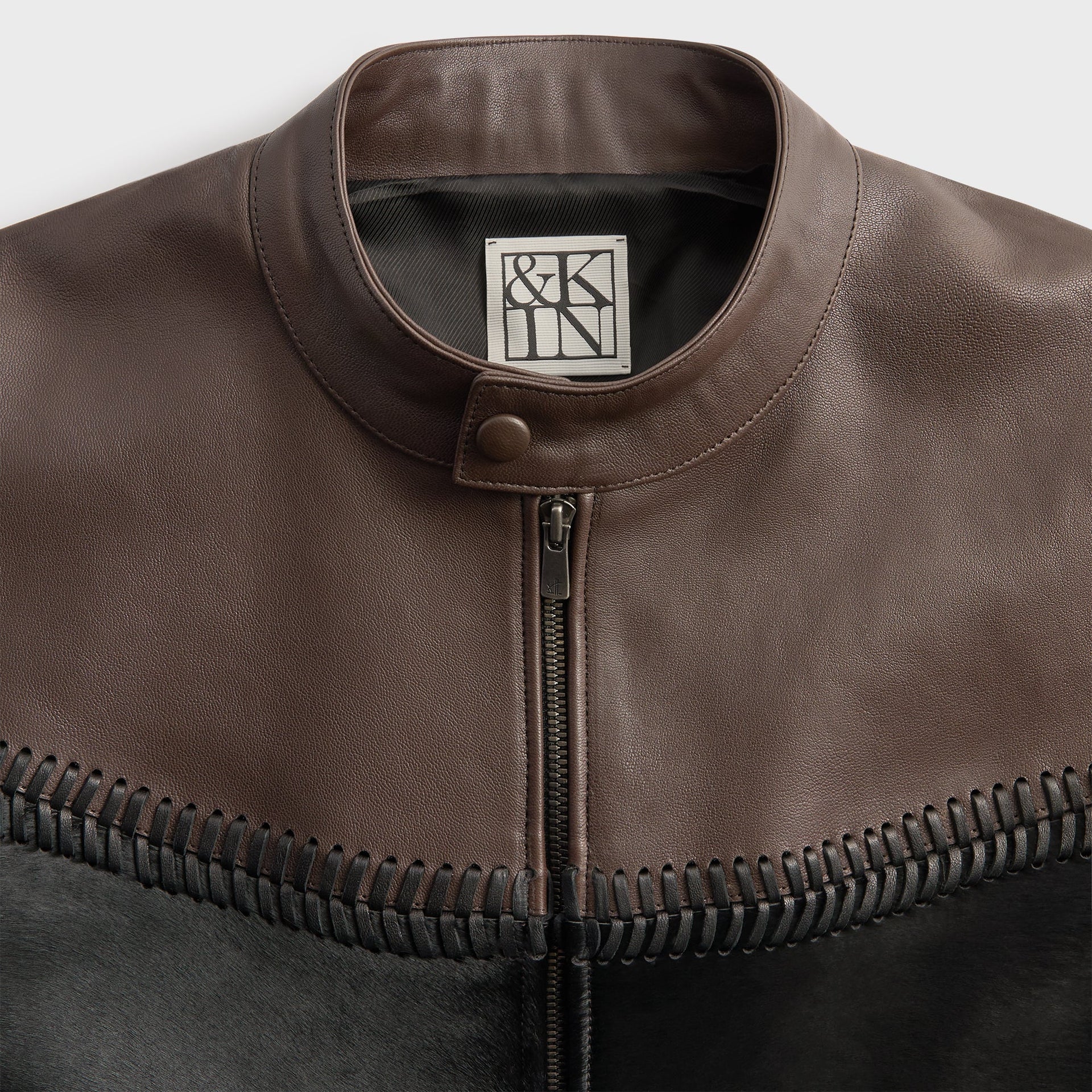 &Kin Combo Leather Avari Moto Jacket - Hickory