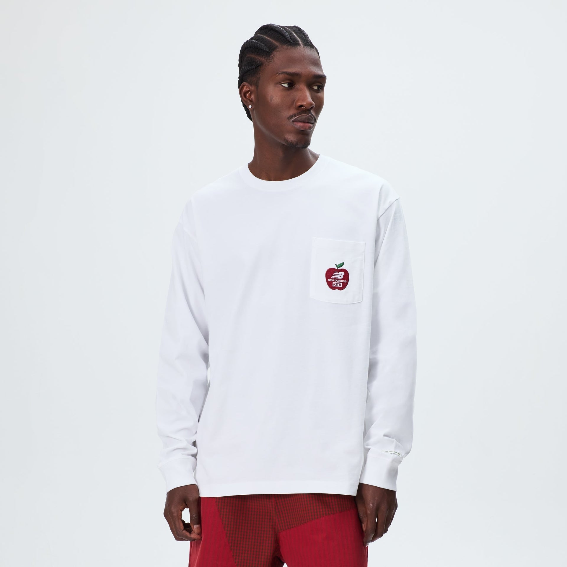 Kith & New Balance NY Woodblock Long Sleeve Pocket Tee - White - PH