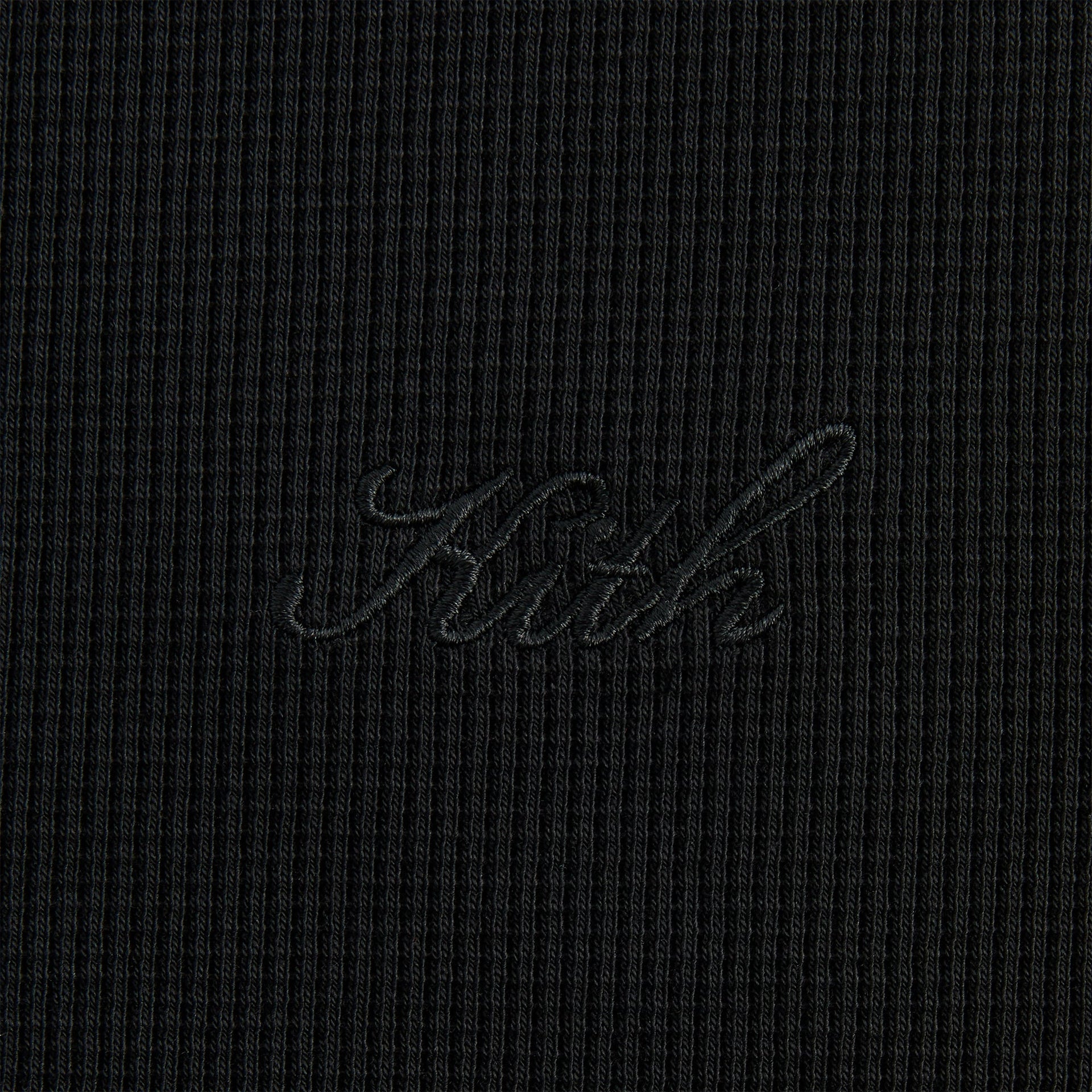 Kith Micro Waffle Short Sleeve Colby Pullover - Black