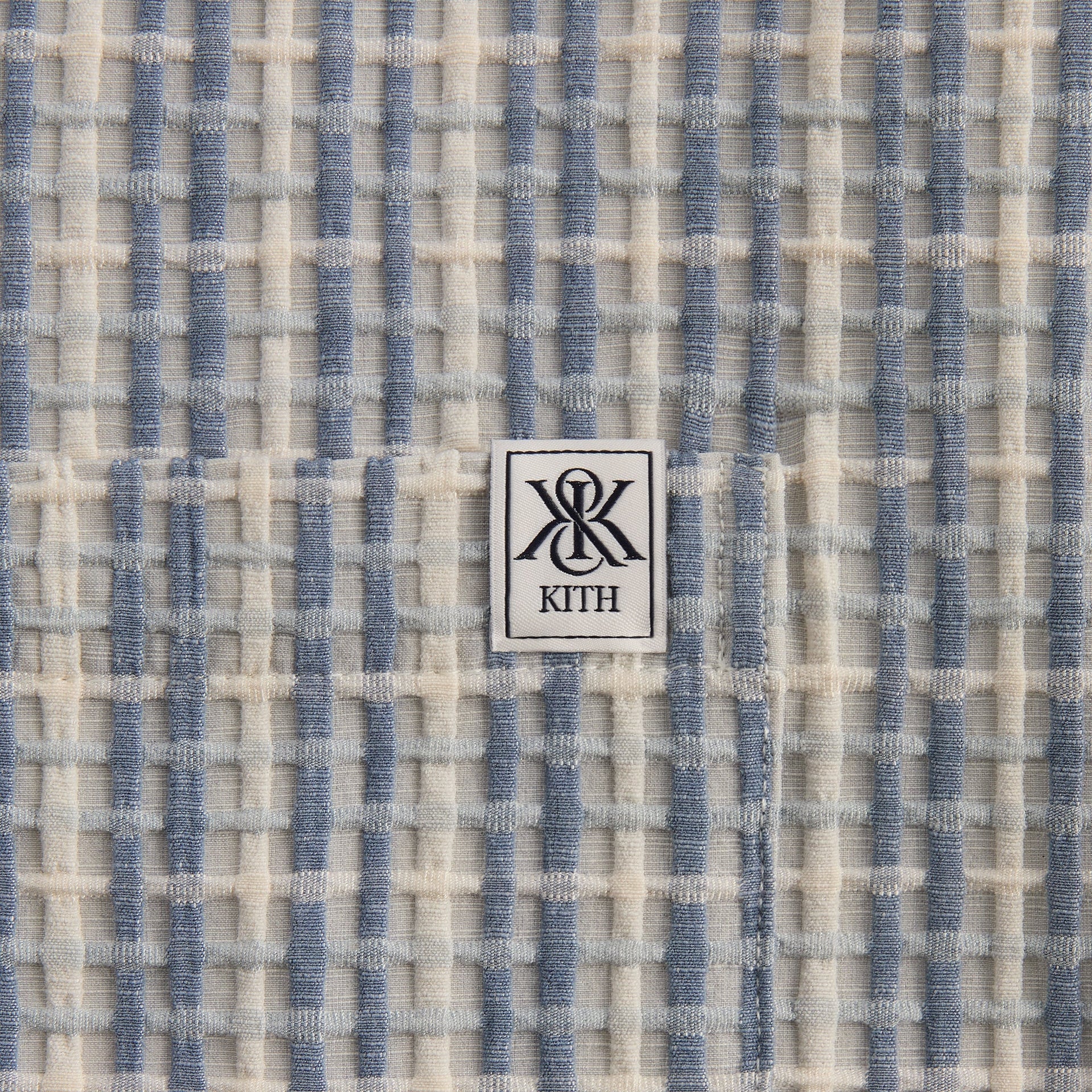 Kith Bubble Check Short Sleeve Boxy Collared Overshirt - Light Indigo