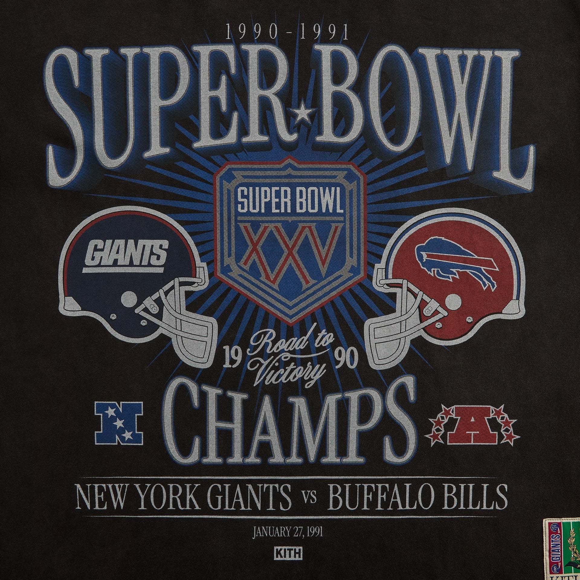 Kith for the NFL Super Bowl Vintage Bishop Tee - Black