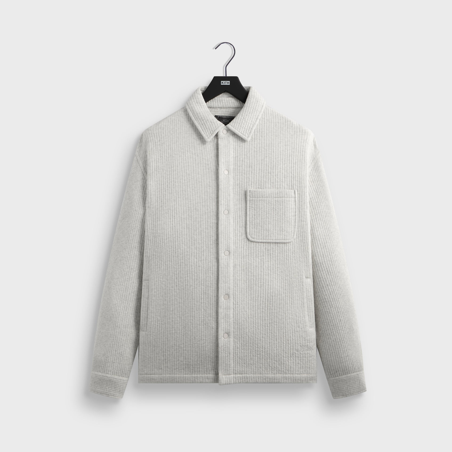Kith Striped Interlock Ginza Shirt Jacket -  Light Heather Grey