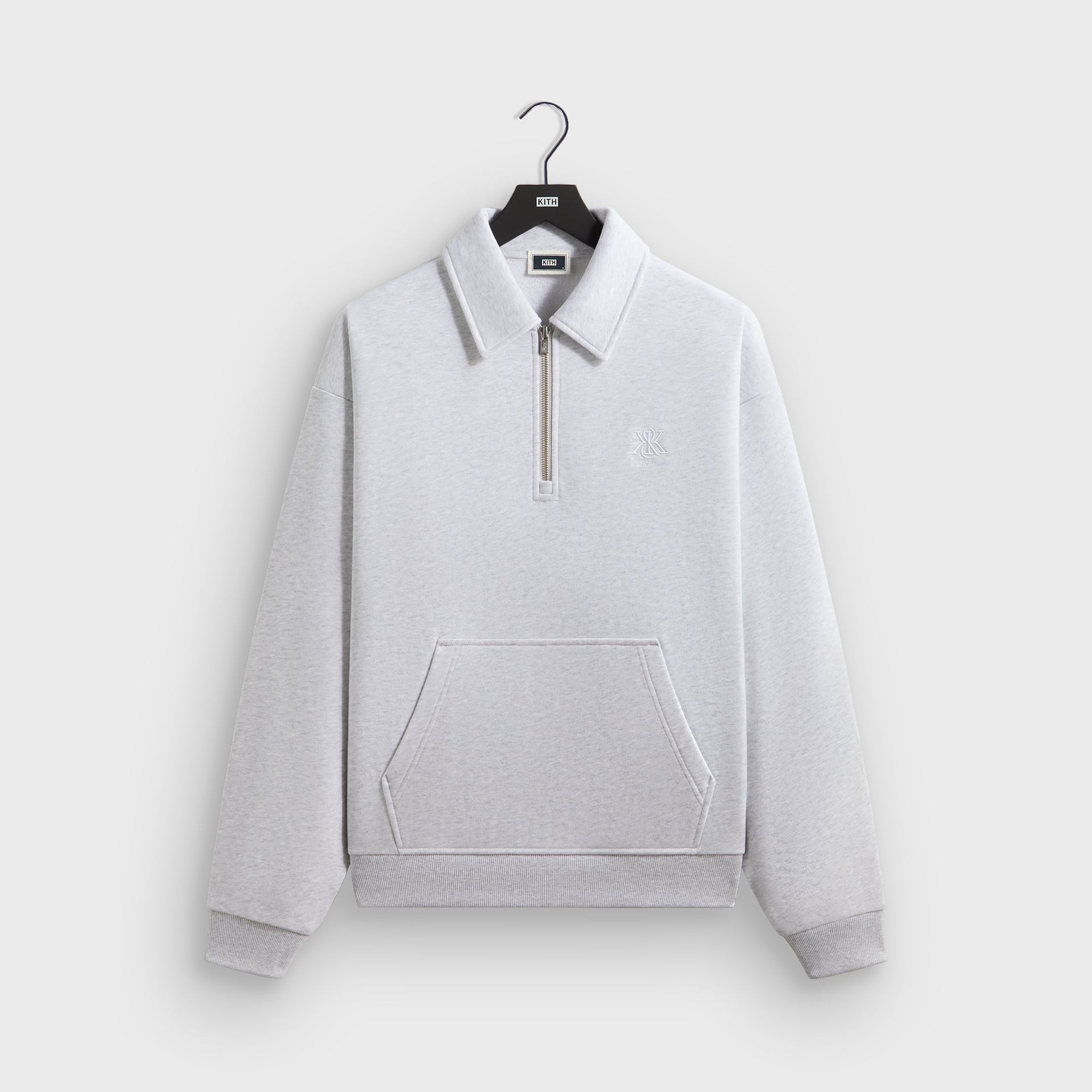 Kith Quarter Zip Popover Sweatshirt - Light Heather Grey