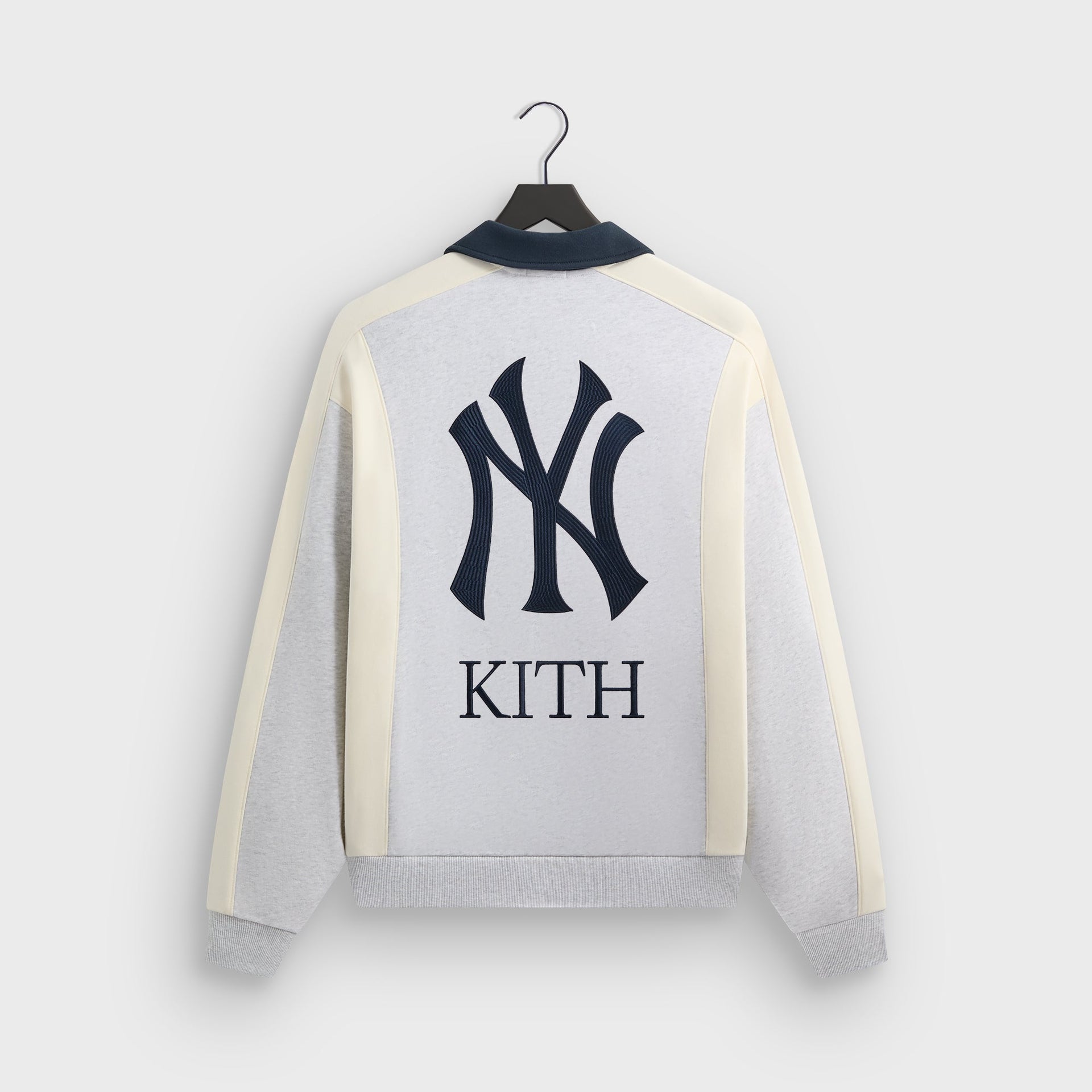 Kith for the New York Yankees Paneled Nelson Rugby - Light Heather Grey