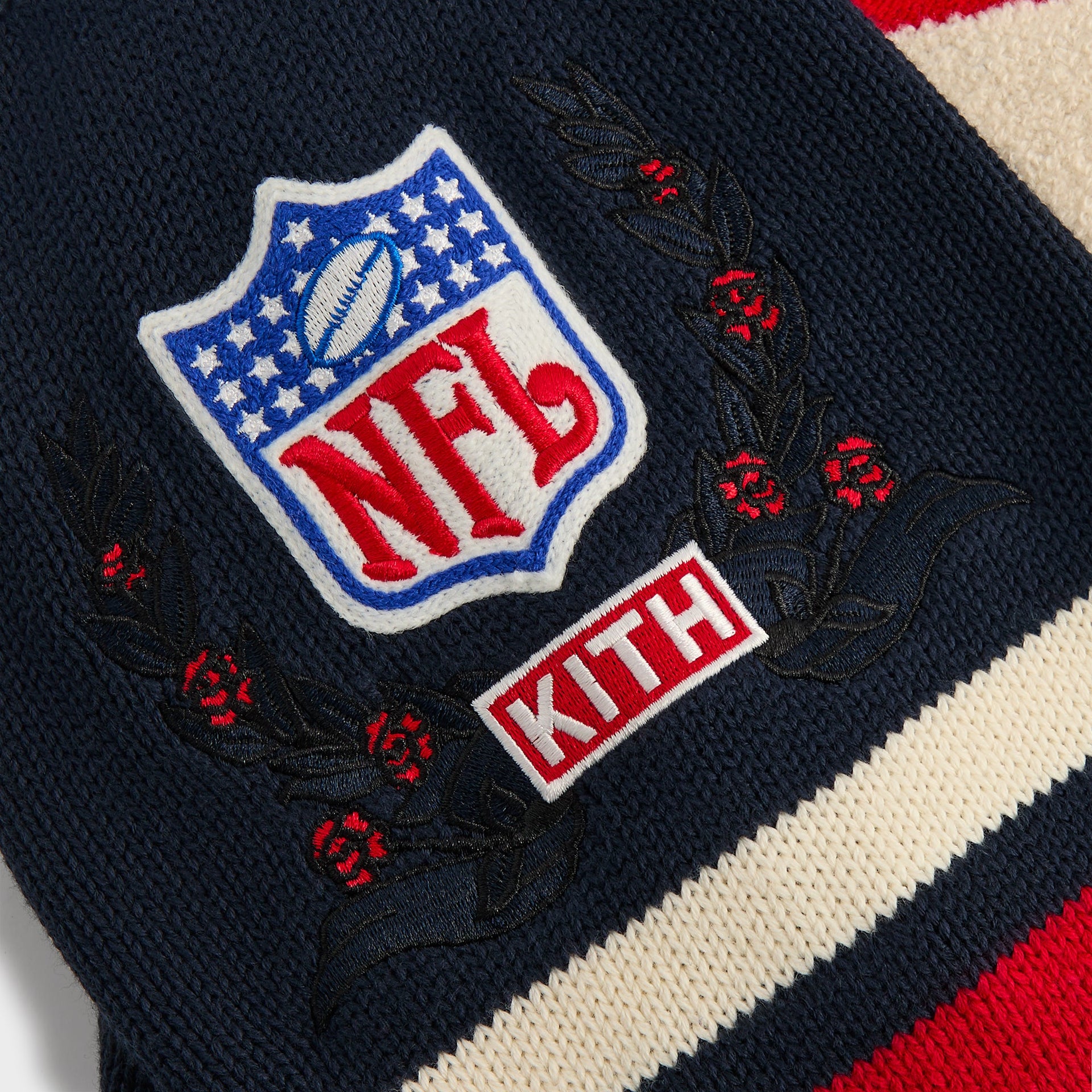 Kith for the NFL New York Giants V-Neck Beau Knit Sweater - Nocturnal