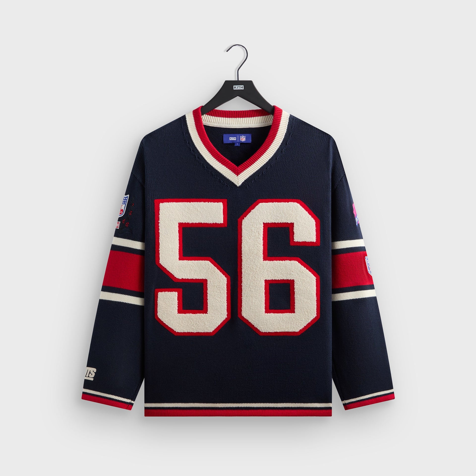 Kith for the NFL New York Giants V-Neck Beau Knit Sweater - Nocturnal