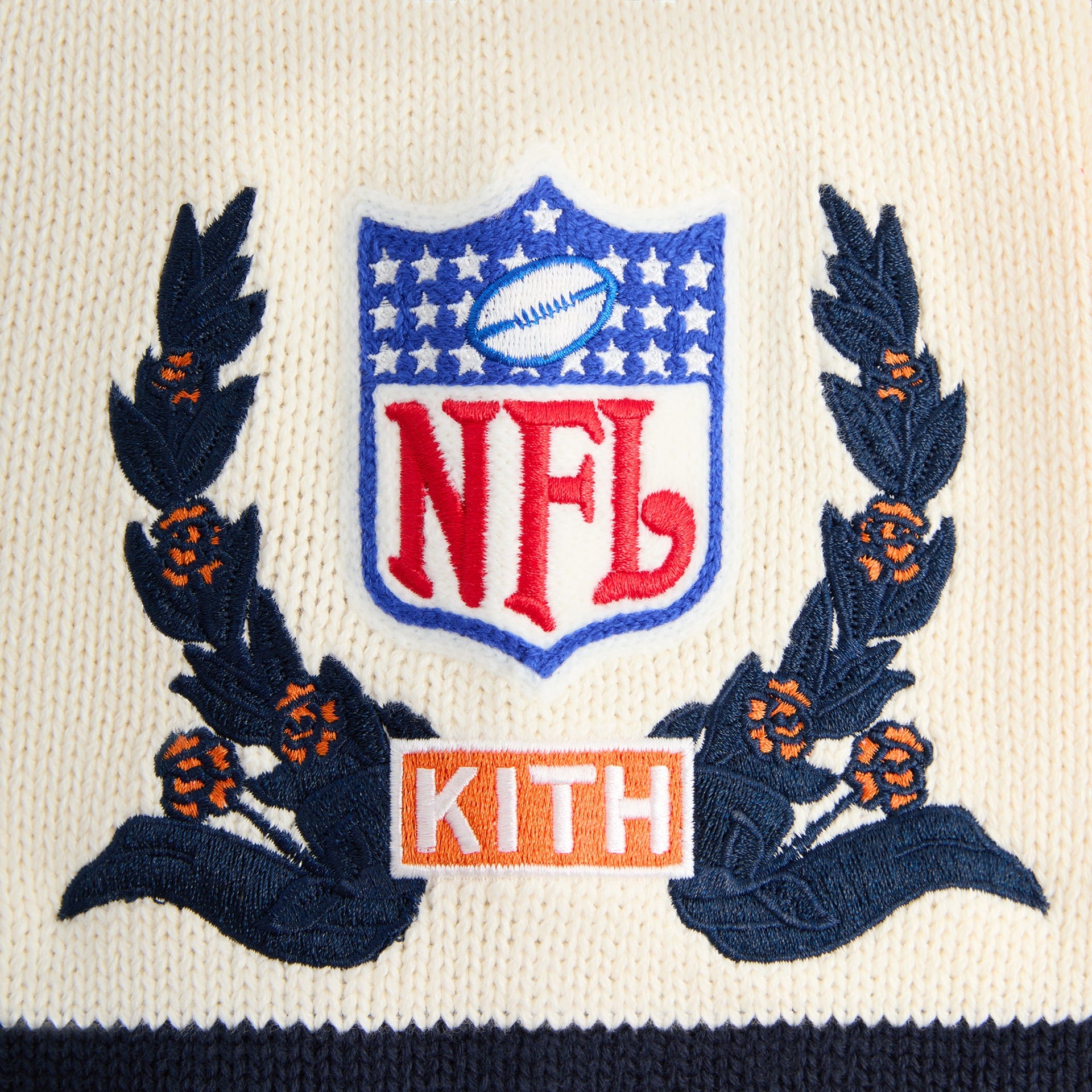 Kith for the NFL Chicago Bears V-Neck Beau Knit Sweater - Sandrift