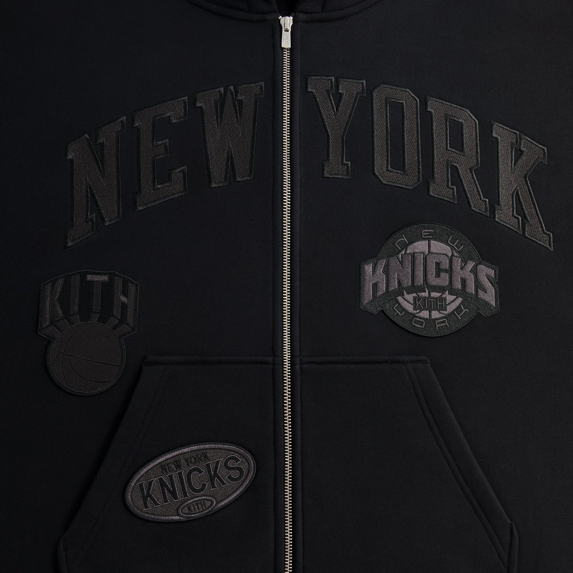 Kith for the New York Knicks Mash Up Cropped Braxton Vintage Hoodie - Black