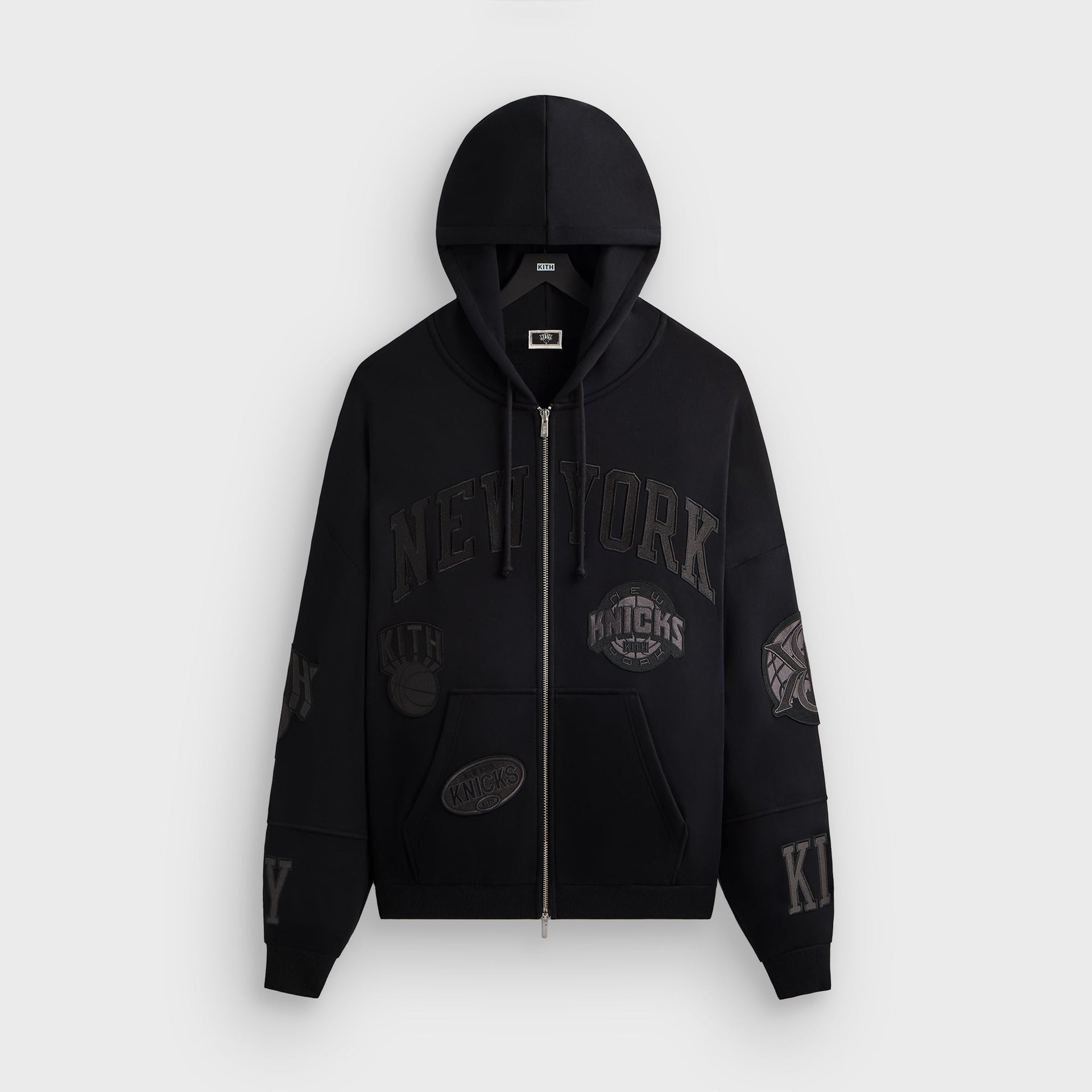 Kith for the New York Knicks Mash Up Cropped Braxton Vintage Hoodie - Black
