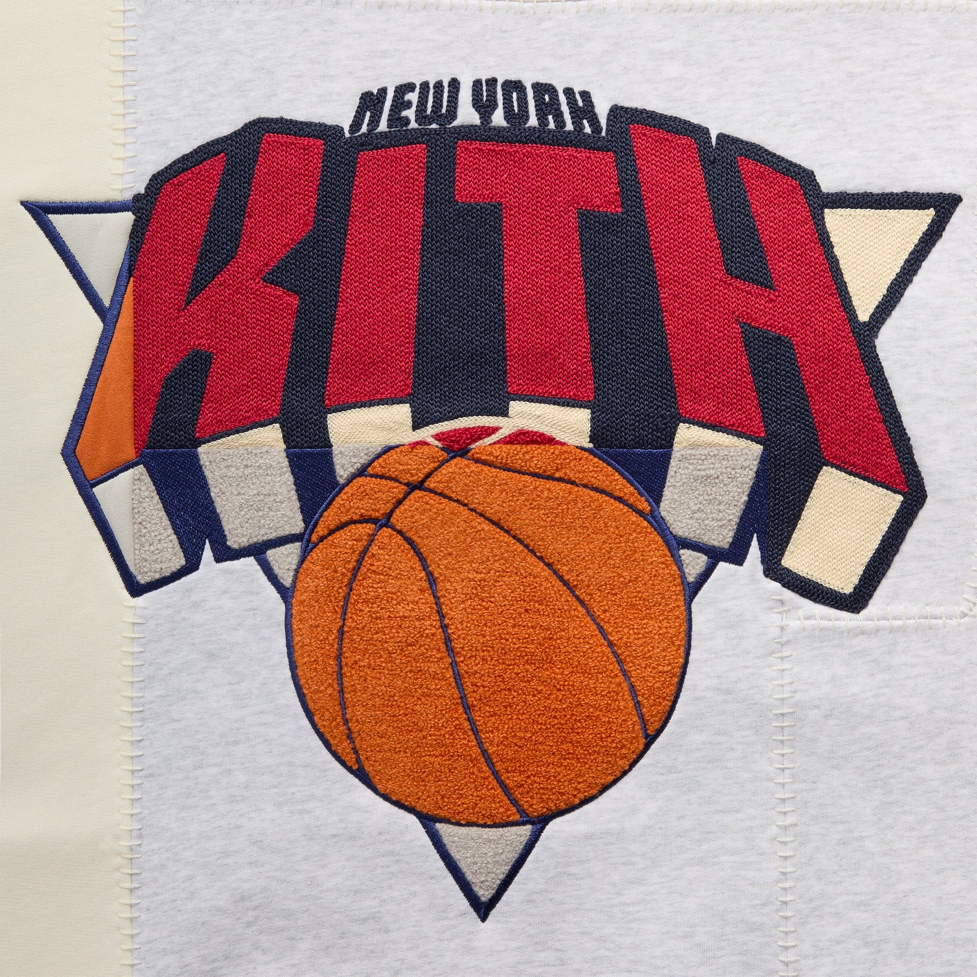 Kith for the New York Knicks Patchwork Fleece Crewneck Sweatshirt - Light Heather Grey