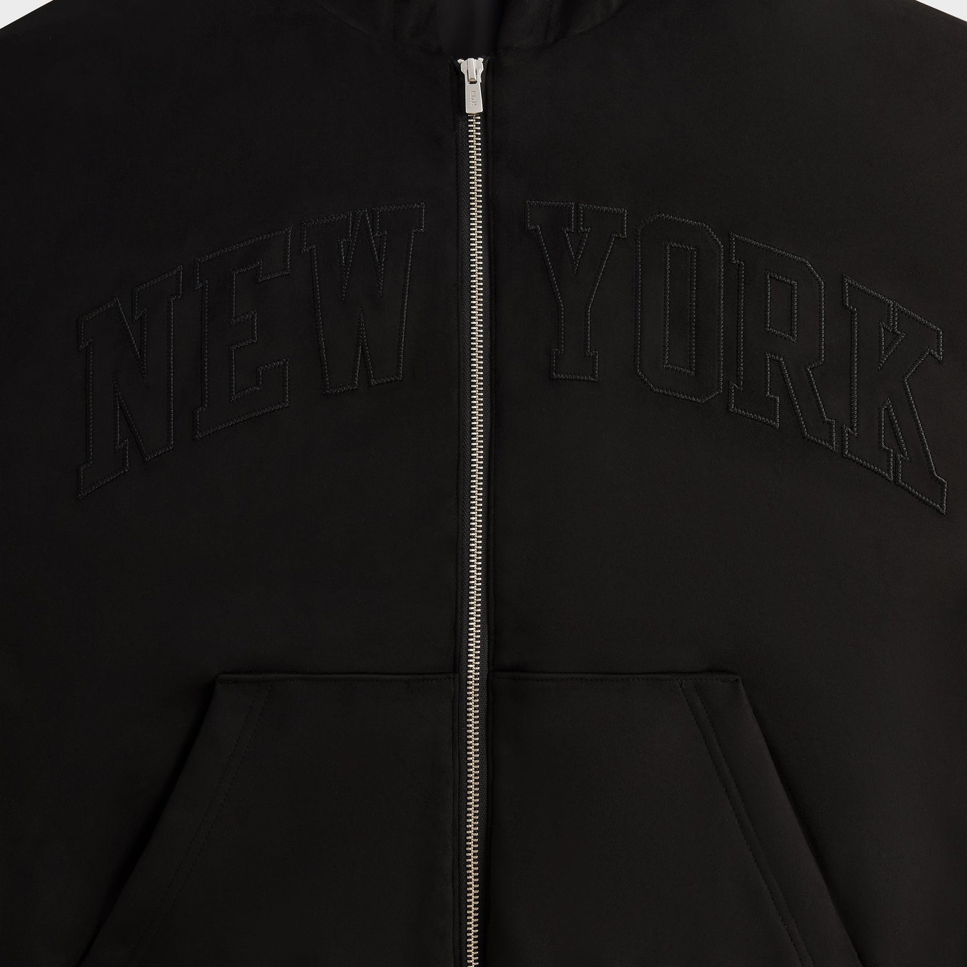 Kith for the New York Knicks Tonal Microsuede Cropped Braxton Hoodie - Black