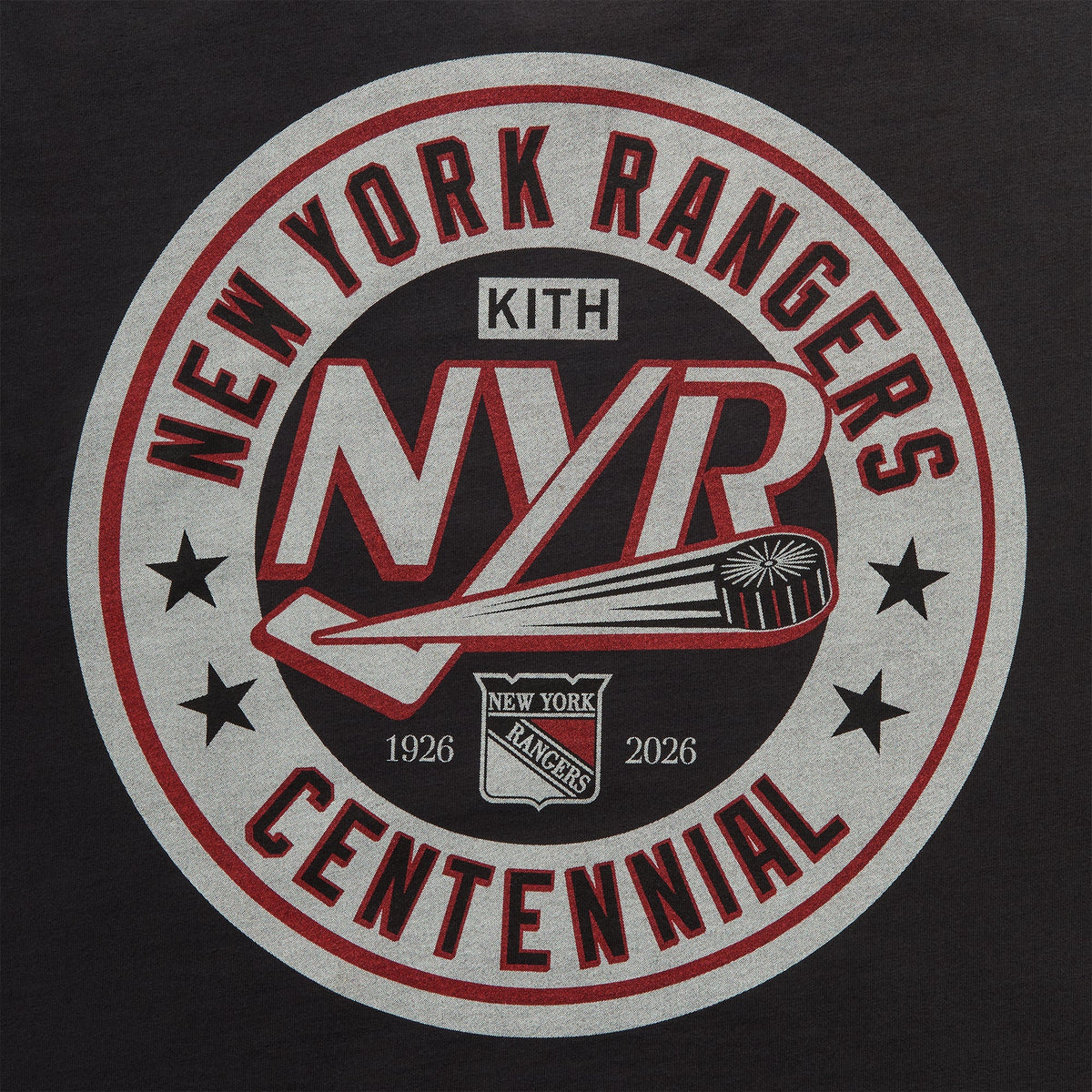 Kith for the New York Rangers Retro Centennial Bishop Tee - Black