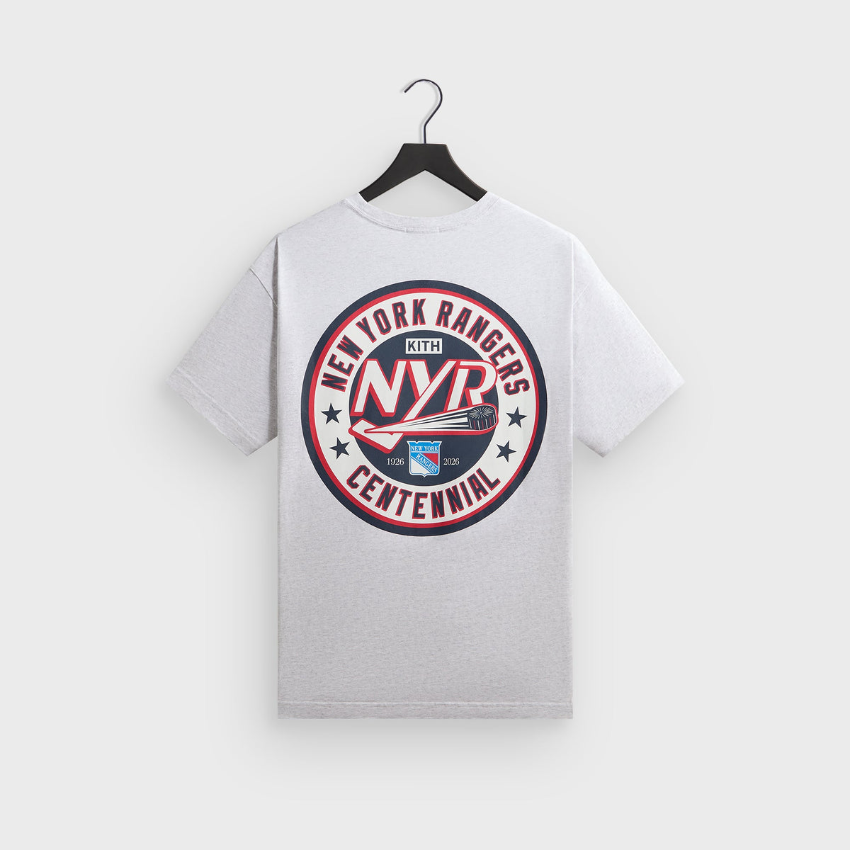 Kith for the New York Rangers Madison Square Garden Puck Vintage Tee - Light Heather Grey