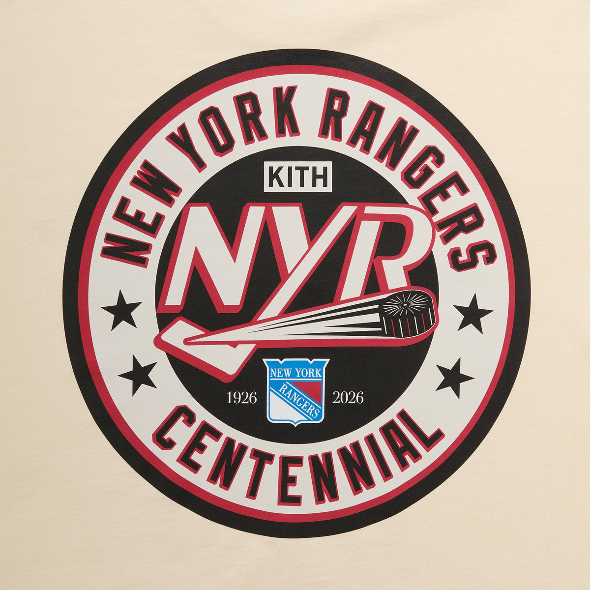 Kith for the New York Rangers Madison Square Garden Puck Vintage Tee - Sandrift