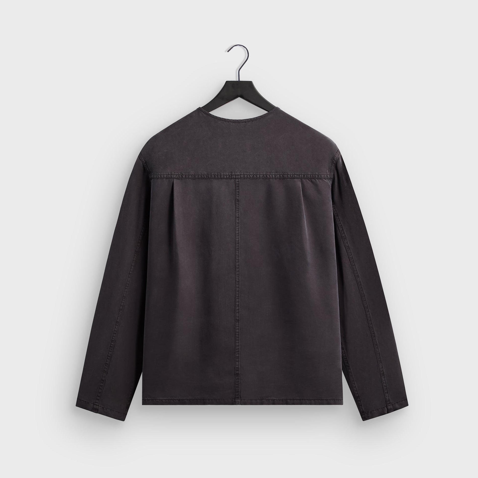 &Kin Garment Dyed Silk Collarless Yardley Shirt - Phantom Grey - PH