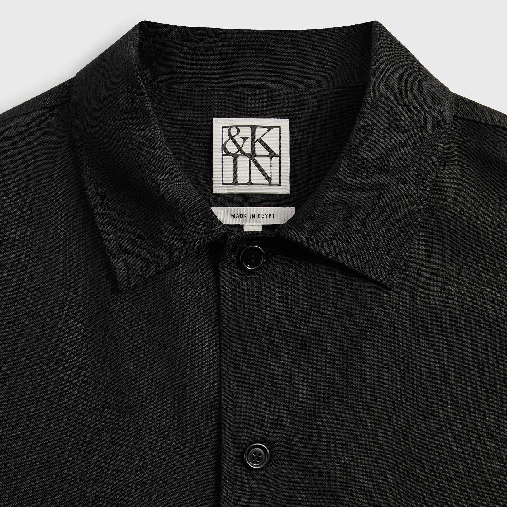 &Kin Textured Viscose Ace Buttondown - Black - PH